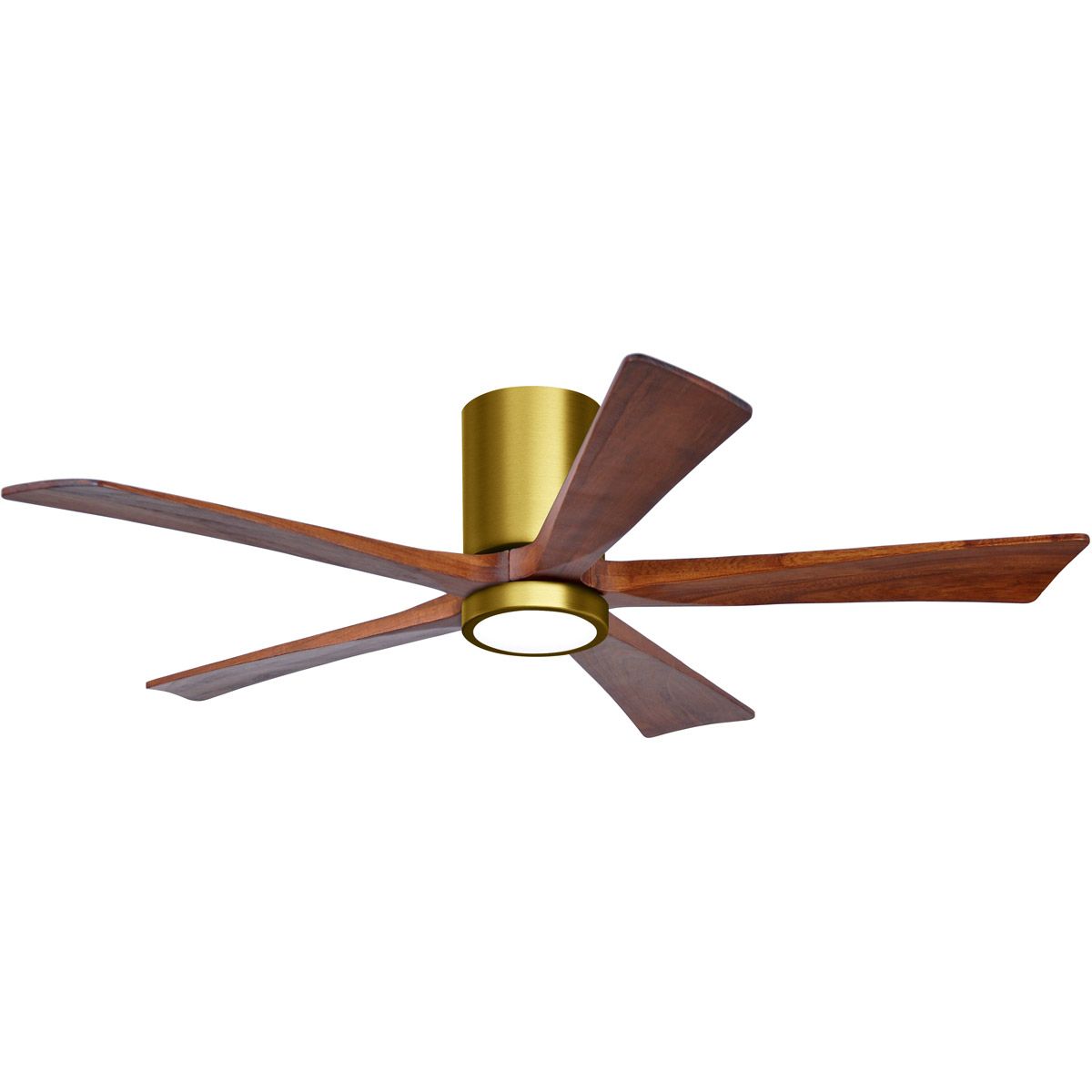 Irene 5-Blade 52 Inch LED Hugger Ceiling Fan with Remote, Brushed Brass with Walnut Blades