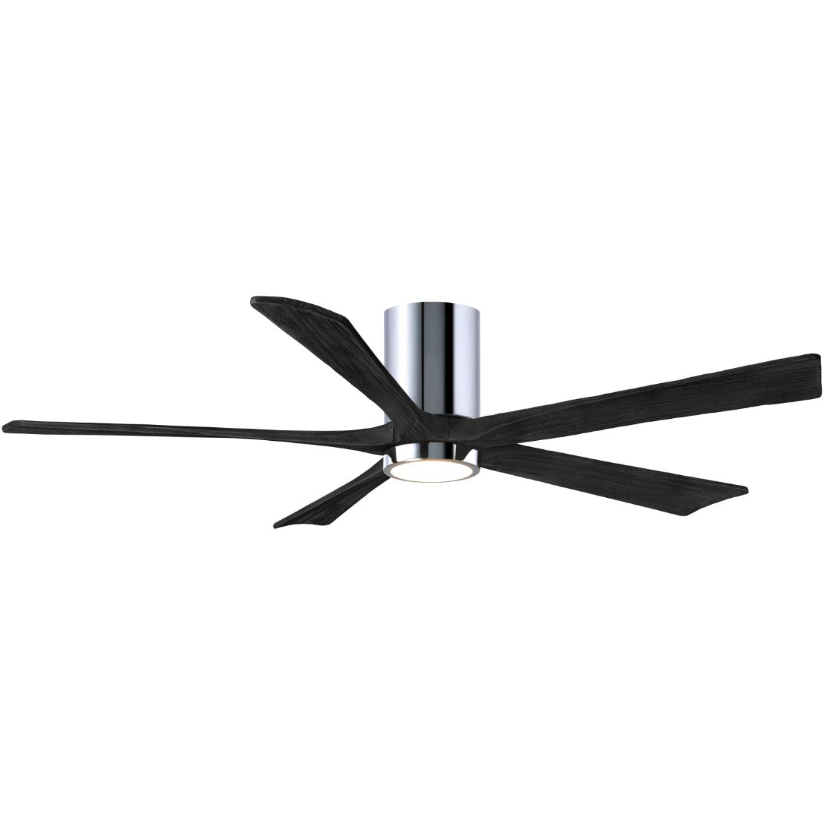 Irene 5-Blade 60 Inch LED Hugger Ceiling Fan with Remote, Polished Chrome with Matte Black Blades - Bees Lighting