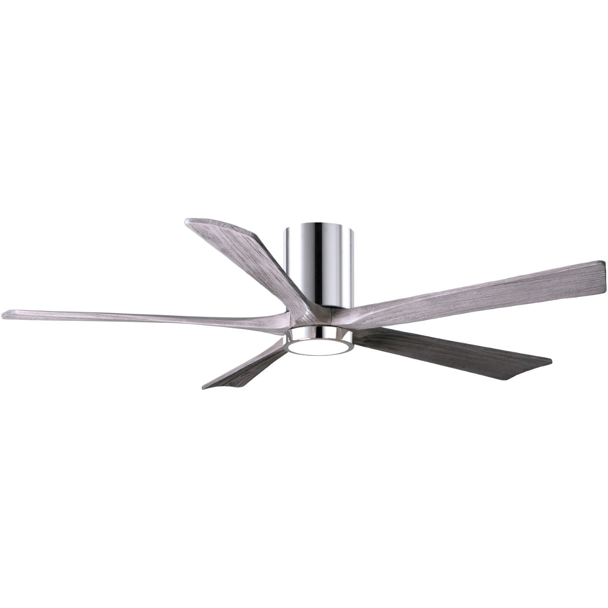 Irene 5-Blade 60 Inch LED Hugger Ceiling Fan with Remote, Polished Chrome with Barnwood Blades - Bees Lighting