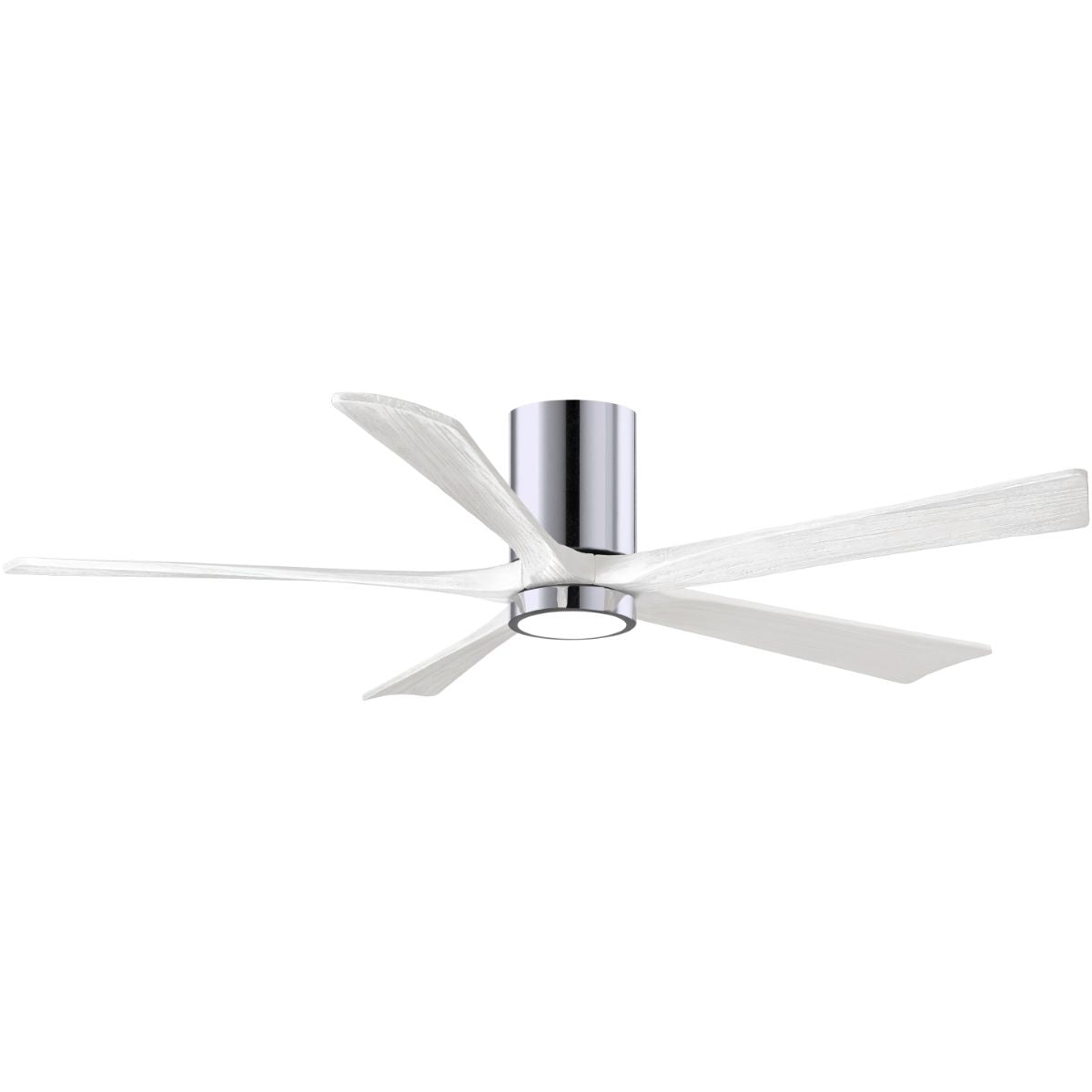 Irene 5-Blade 60 Inch LED Hugger Ceiling Fan with Remote, Polished Chrome with Matte White Blades - Bees Lighting
