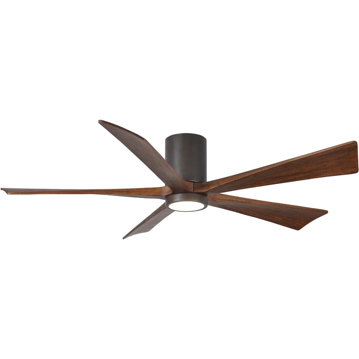 Irene 5-Blade 60 Inch LED Hugger Ceiling Fan with Remote, Textured Bronze with Walnut Blades - Bees Lighting