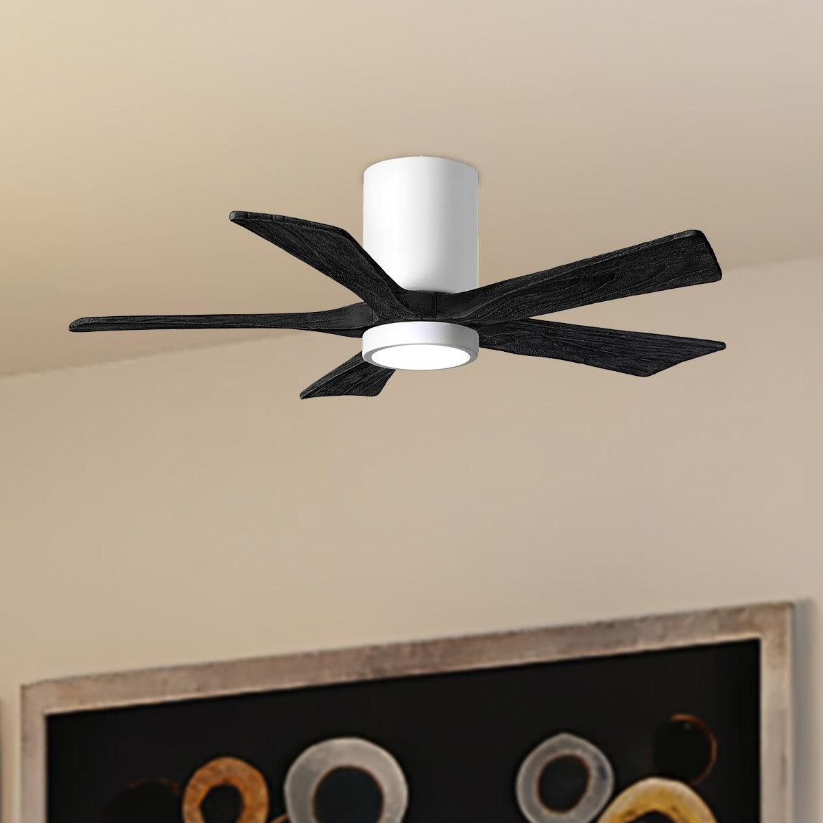 Matthews Fan Company Irene-HLK 52-in Matte Black Integrated LED Indoor/Outdoor Flush Mount Ceiling Fan with Remote (5-Blade)