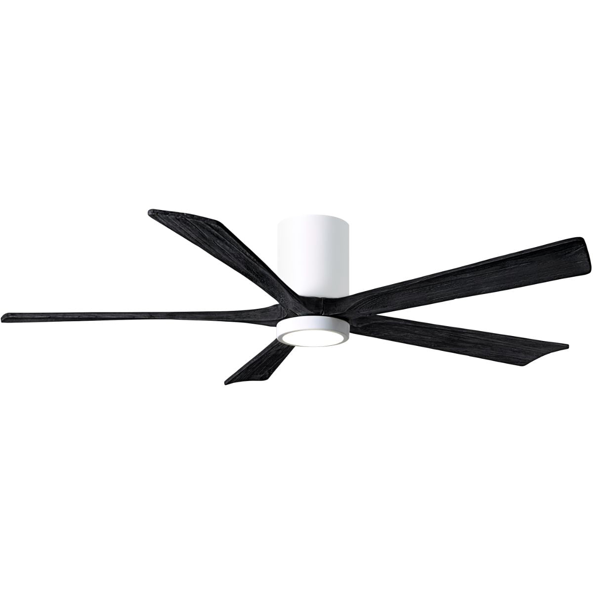 Irene 5-Blade 60 Inch LED Hugger Ceiling Fan with Remote, Gloss White with Matte Black Blades - Bees Lighting