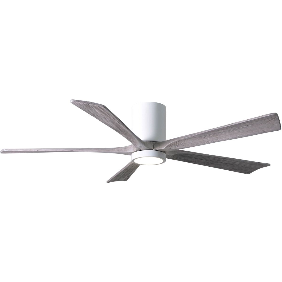 Irene 5-Blade 60 Inch LED Hugger Ceiling Fan with Remote, Gloss White with Barnwood Blades - Bees Lighting
