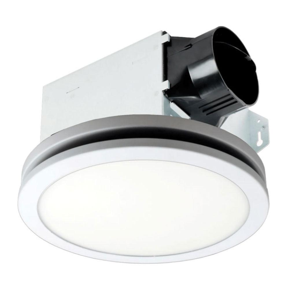 Integrity 100 CFM Bathroom Exhaust Fan With LED Edge-Lit, Flat Round Panel