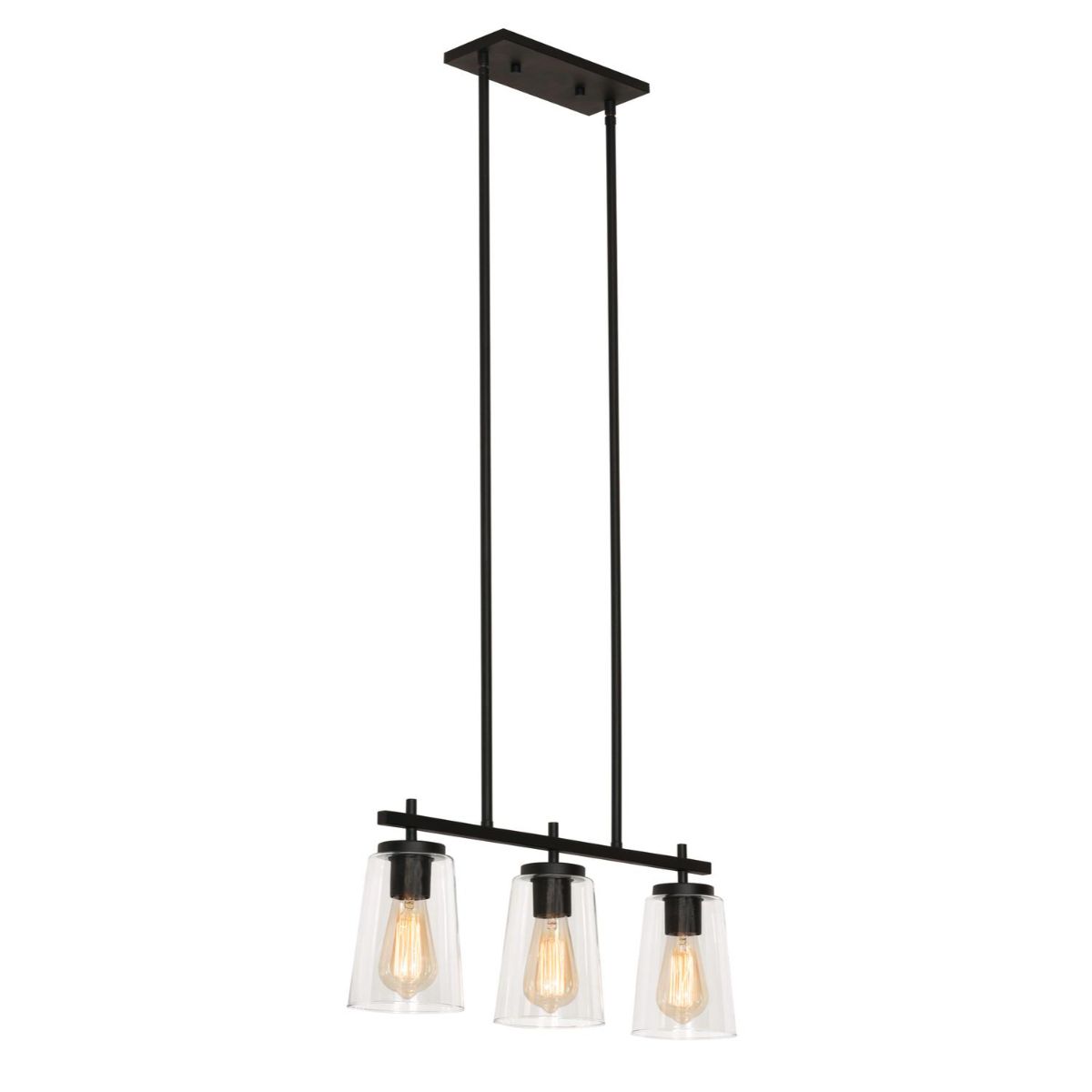 Joanna 23 in. 3 Lights Pendant Light Textured Black Finish - Bees Lighting