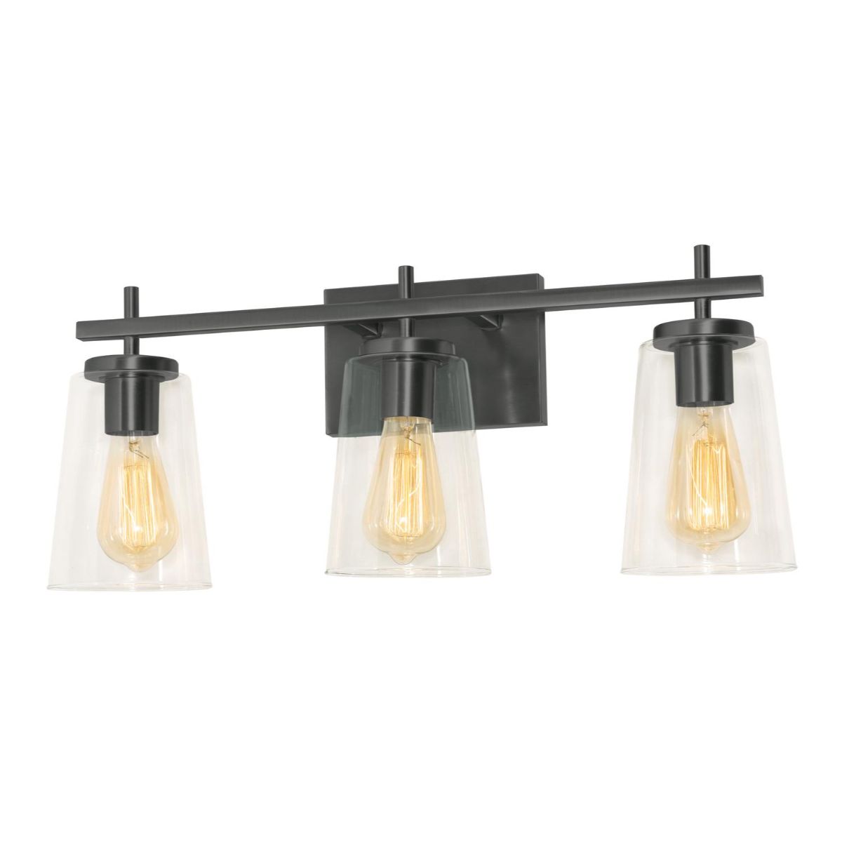 Joanna 23 in. 3 Lights Vanity Light Black Finish Clear Shade - Bees Lighting