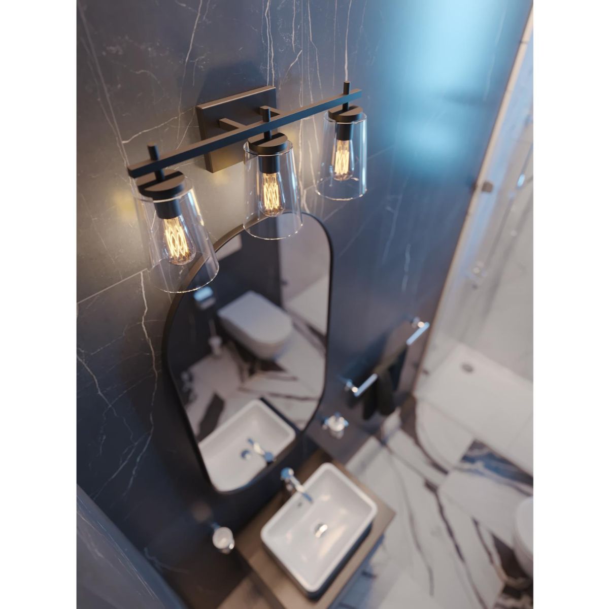 Joanna 23 in. 3 Lights Vanity Light Black Finish Clear Shade - Bees Lighting