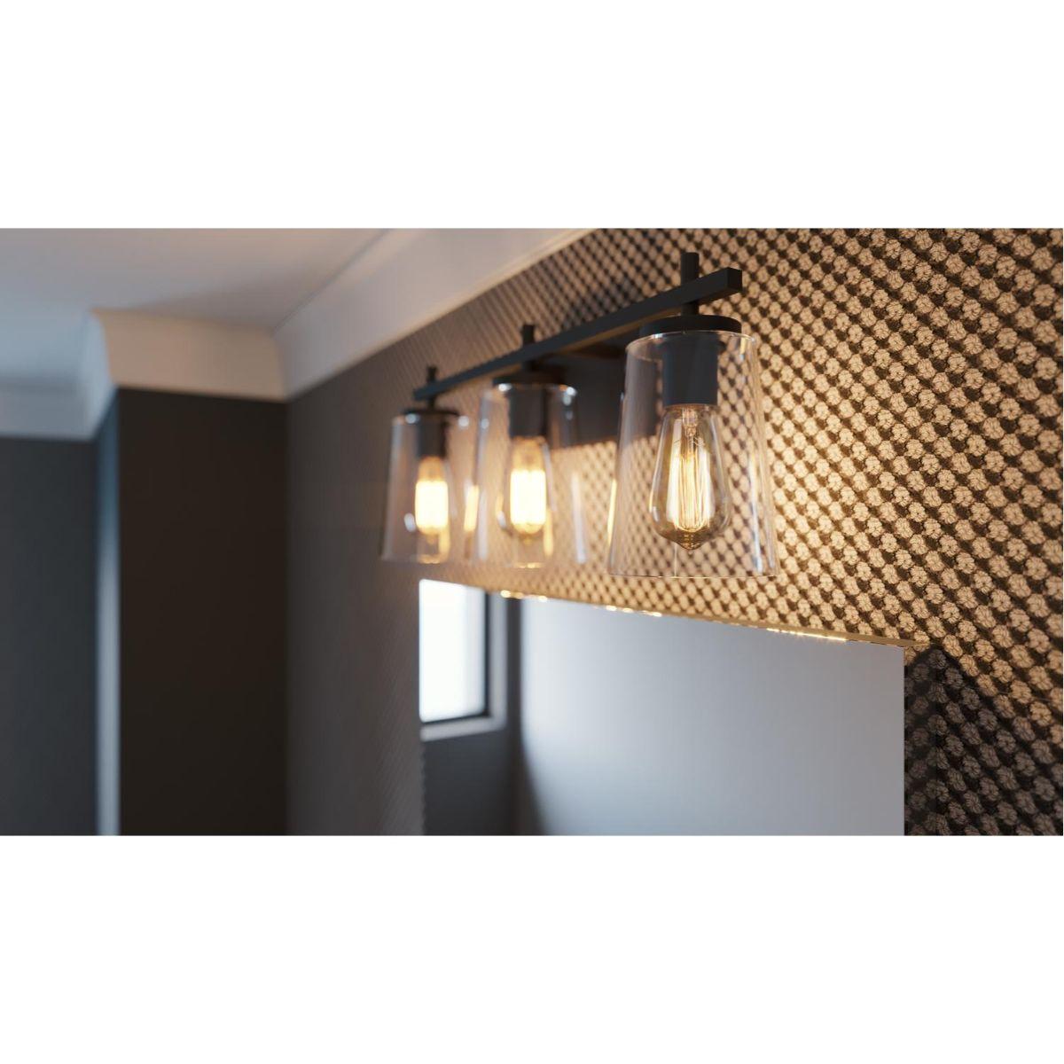 Joanna 23 in. 3 Lights Vanity Light Black Finish Clear Shade - Bees Lighting