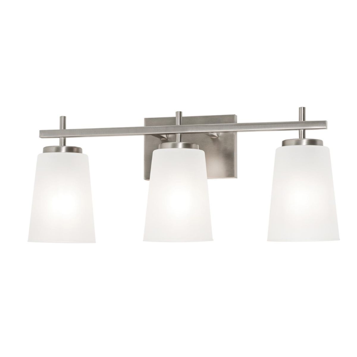 Joanna 23 in. 3 Lights Vanity Light Satin Nickel Finish White Shade - Bees Lighting