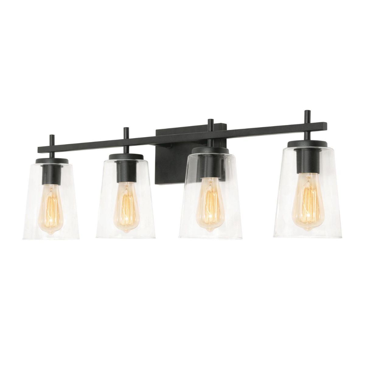 Joanna 32 in. 4 Lights Vanity Light Black Finish Clear Shade - Bees Lighting