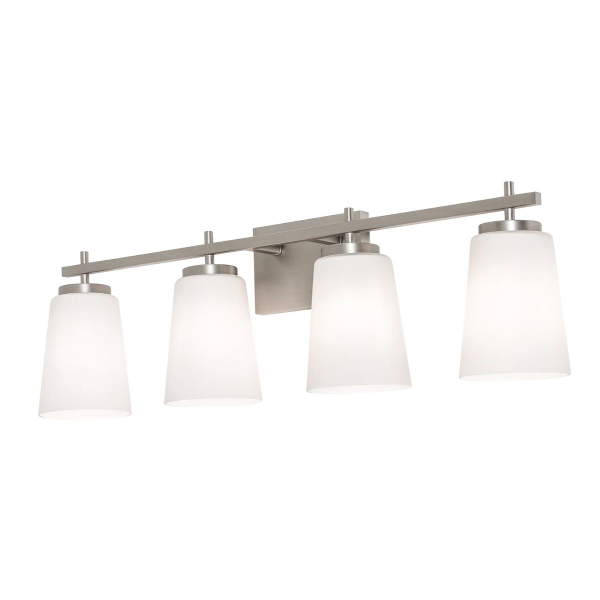Joanna 32 in. 4 Lights Vanity Light Satin Nickel Finish White Shade - Bees Lighting