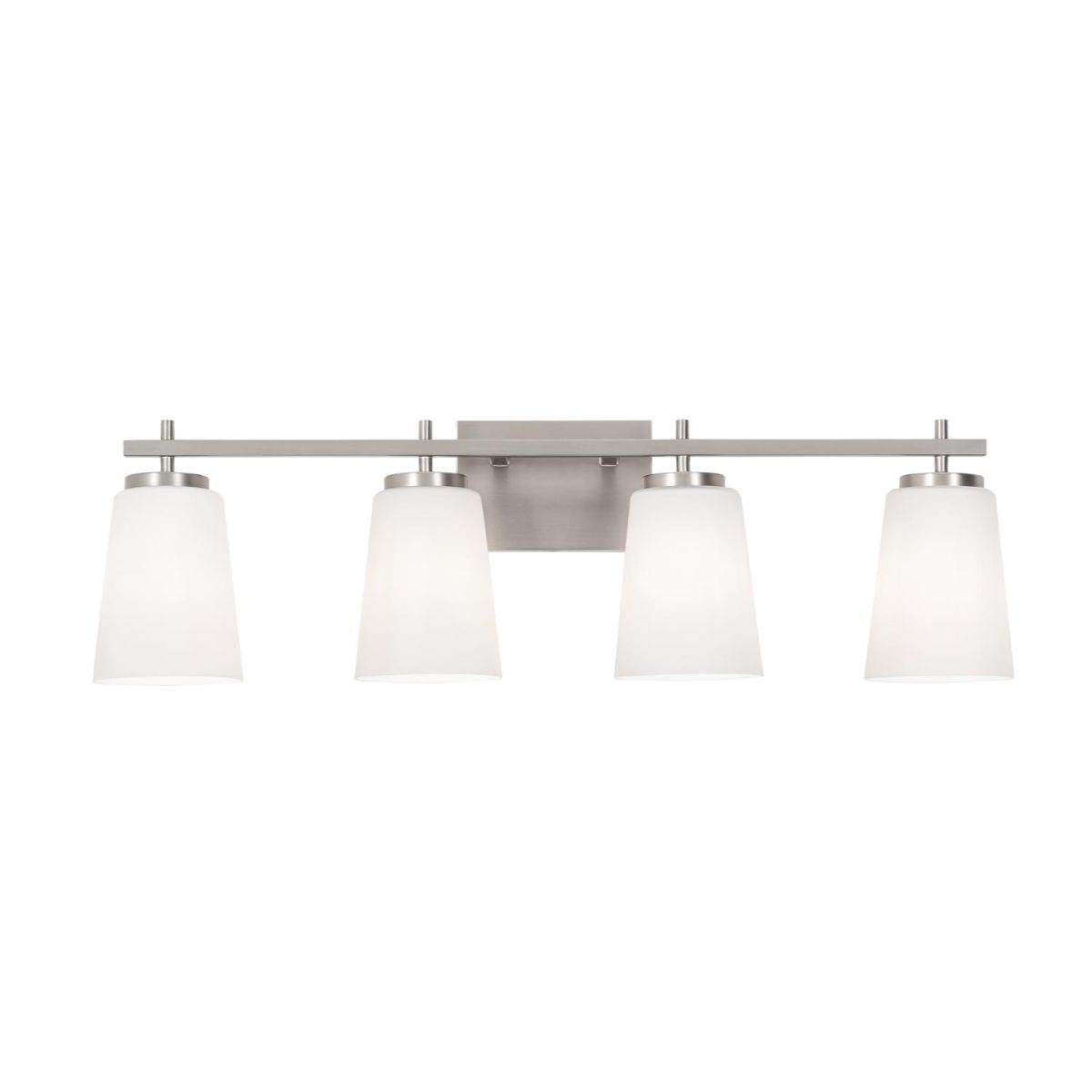 Joanna 32 in. 4 Lights Vanity Light Satin Nickel Finish White Shade - Bees Lighting