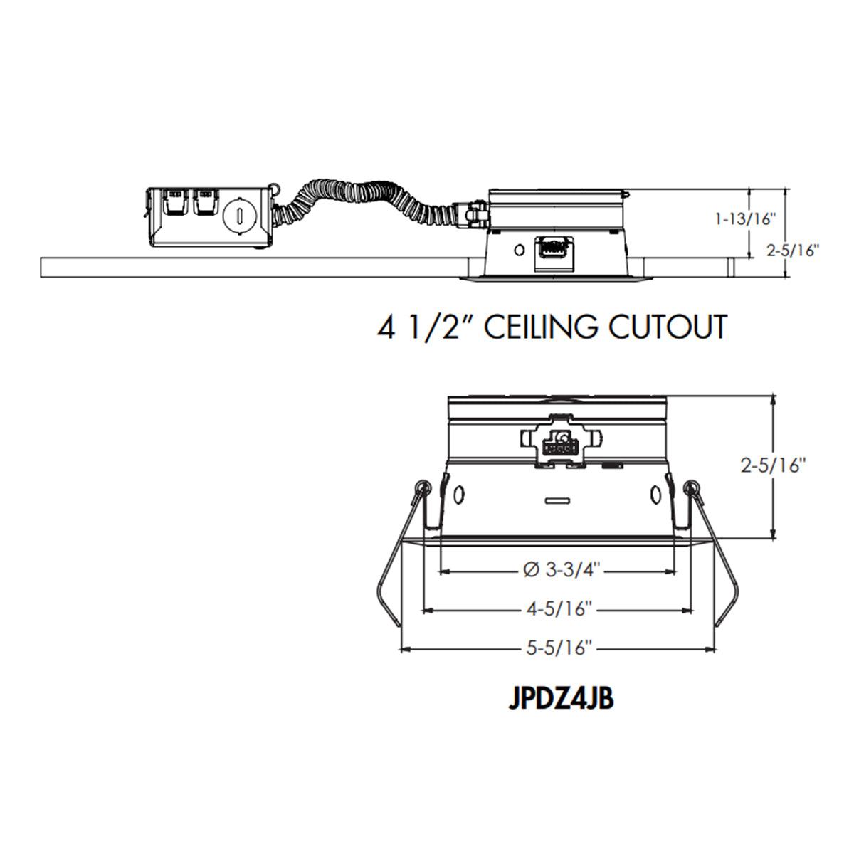 Juno Podz Regressed Canless LED Recessed Light, 4 Inch, 15 Watt, 1200 Lumens, Selectable CCT, 2700K to 5000K, Baffle trim