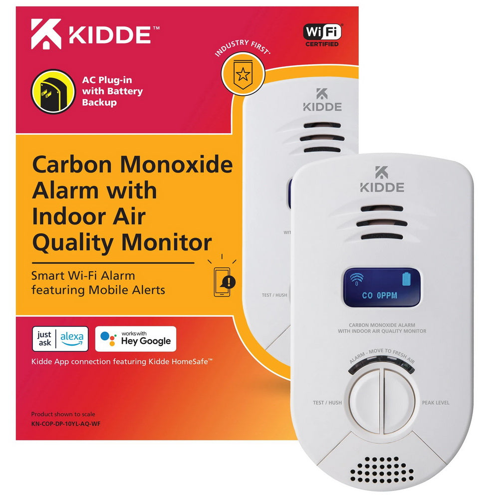 Smart Carbon Monoxide Detector with Indoor Air Quality Monitoring Hardwired 10-Year Lithium Backup Battery