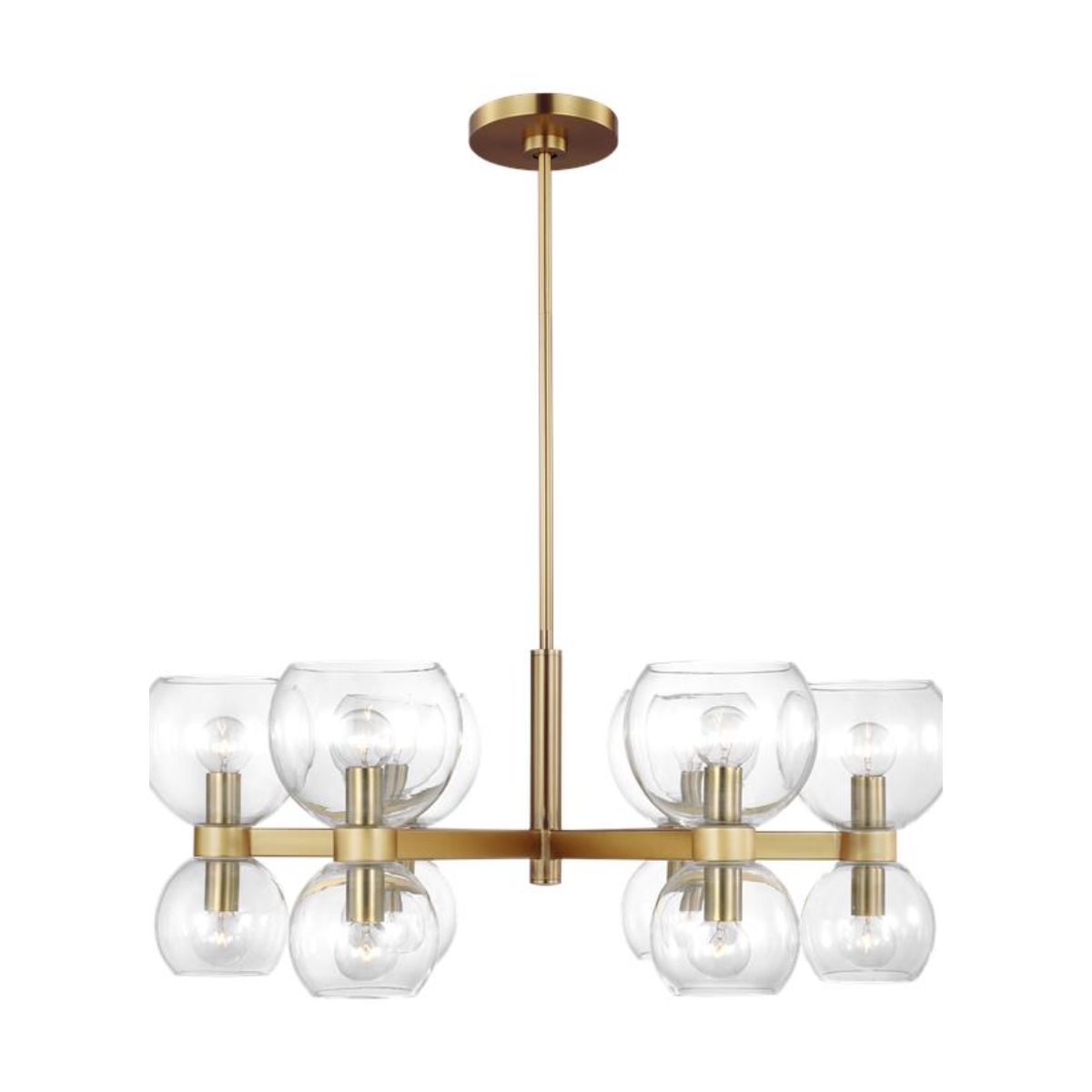 Londyn 28 in. 12 Lights Chandelier Brushed Brass finish Clear Shade - Bees Lighting