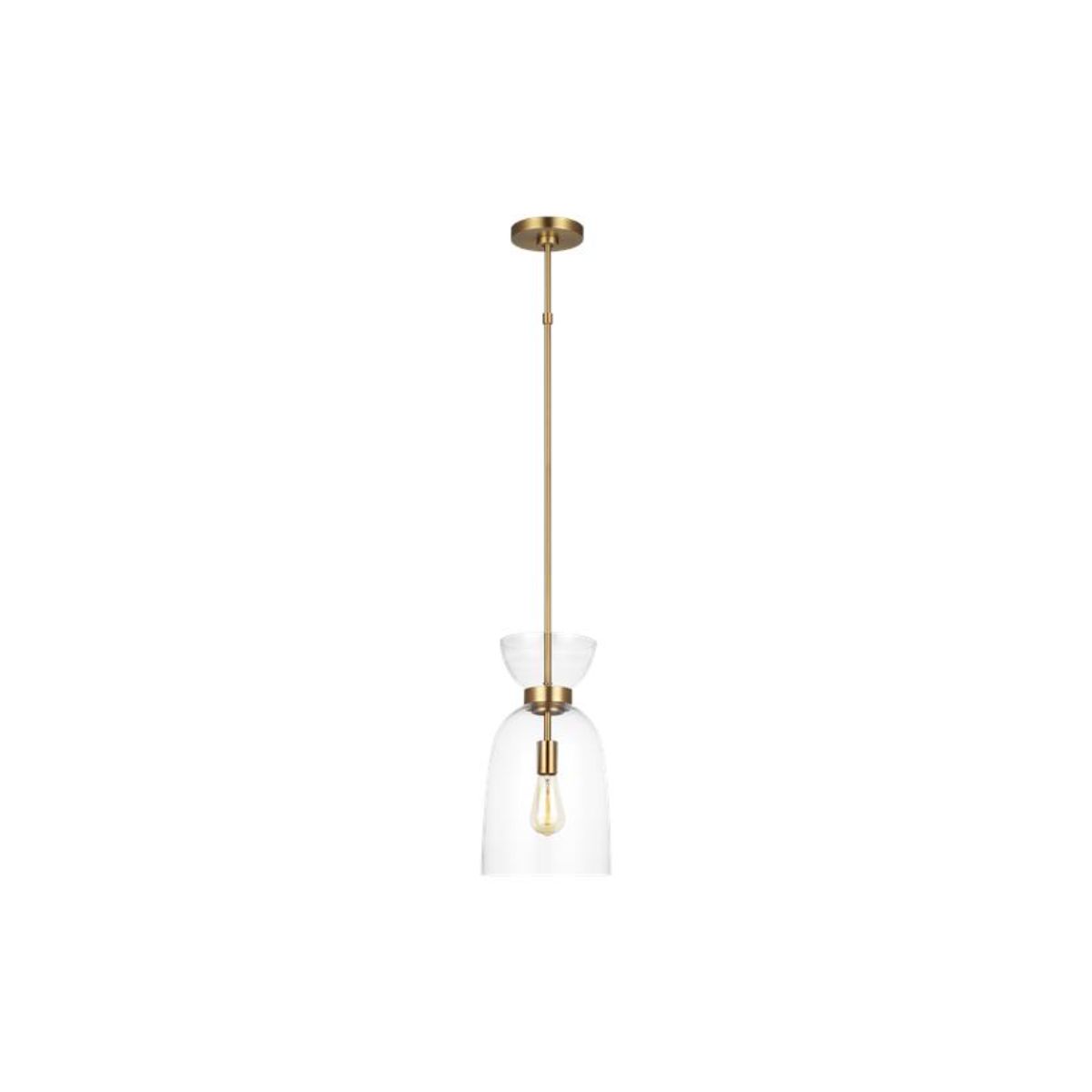 Londyn 9 in. Pendant Light Brushed Brass finish Clear Shade