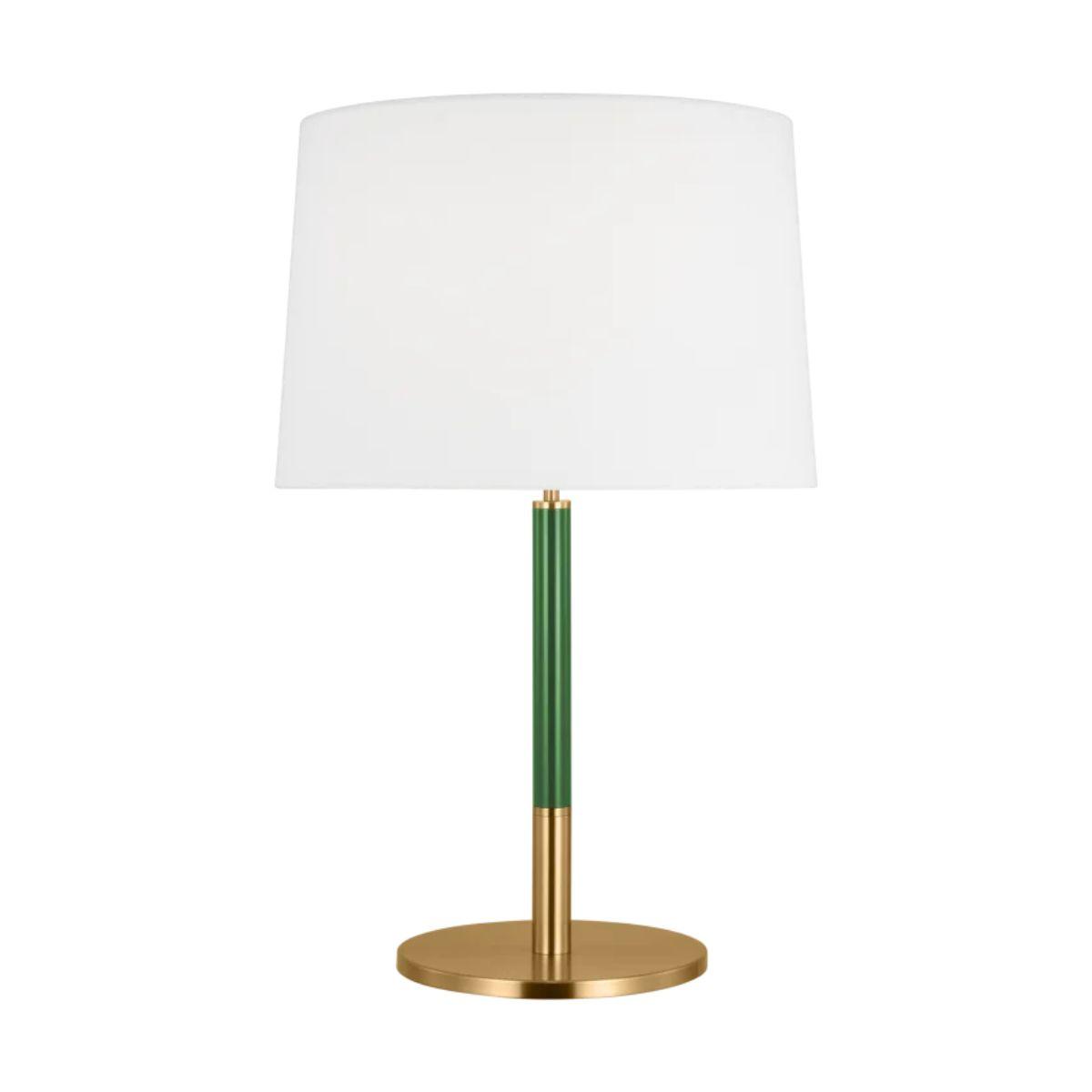 Monroe Medium Table Lamp Burnished Brass with Green Accents