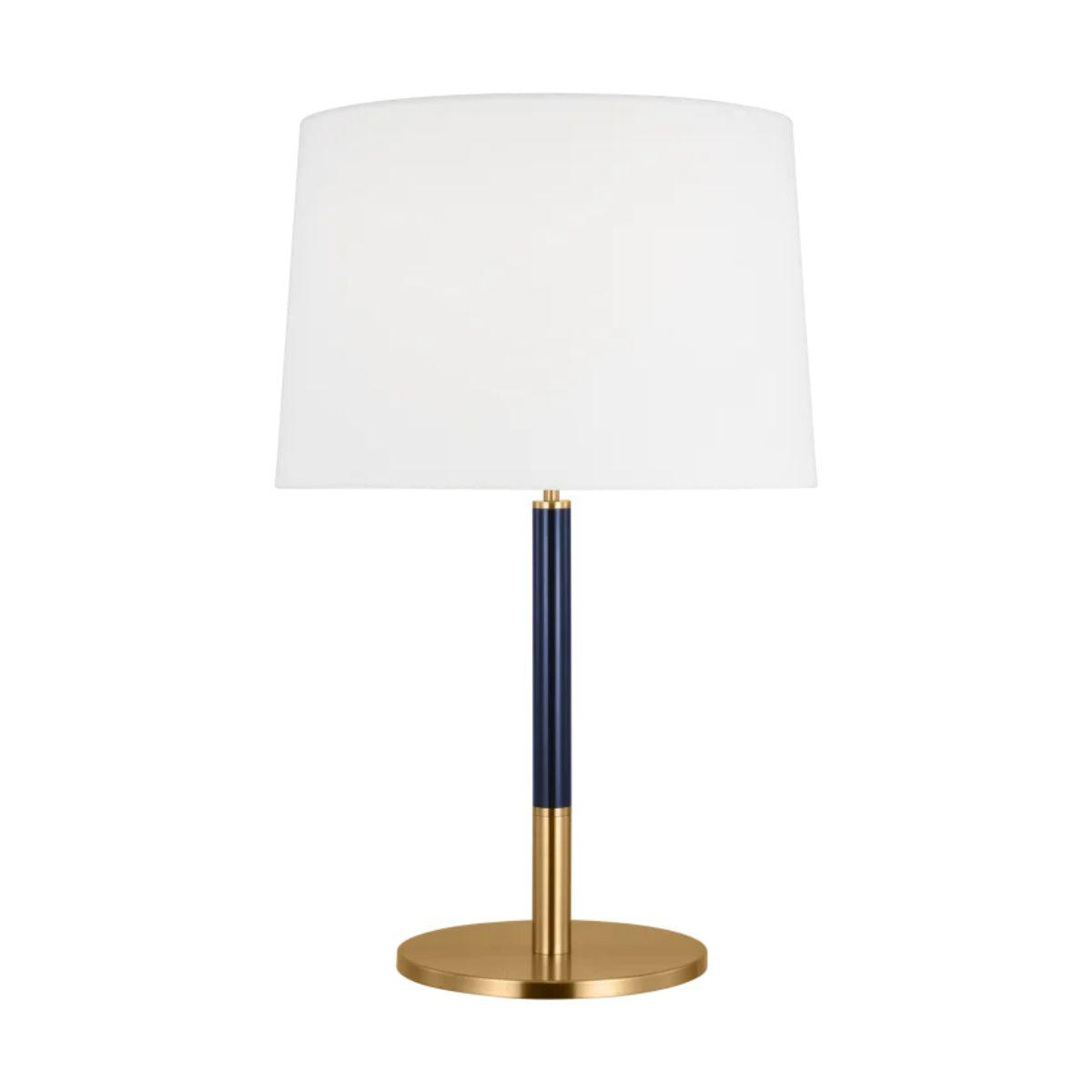 Monroe Medium Table Lamp Burnished Brass with Navy Accents - Bees Lighting