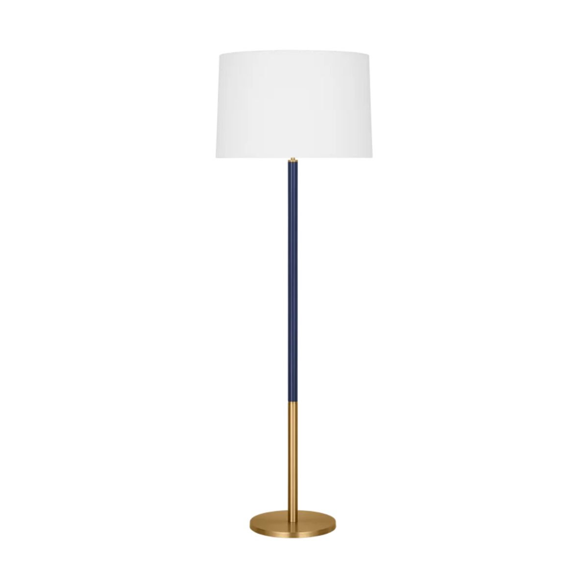 Monroe Large Floor Lamp Burnished Brass with Navy Accents