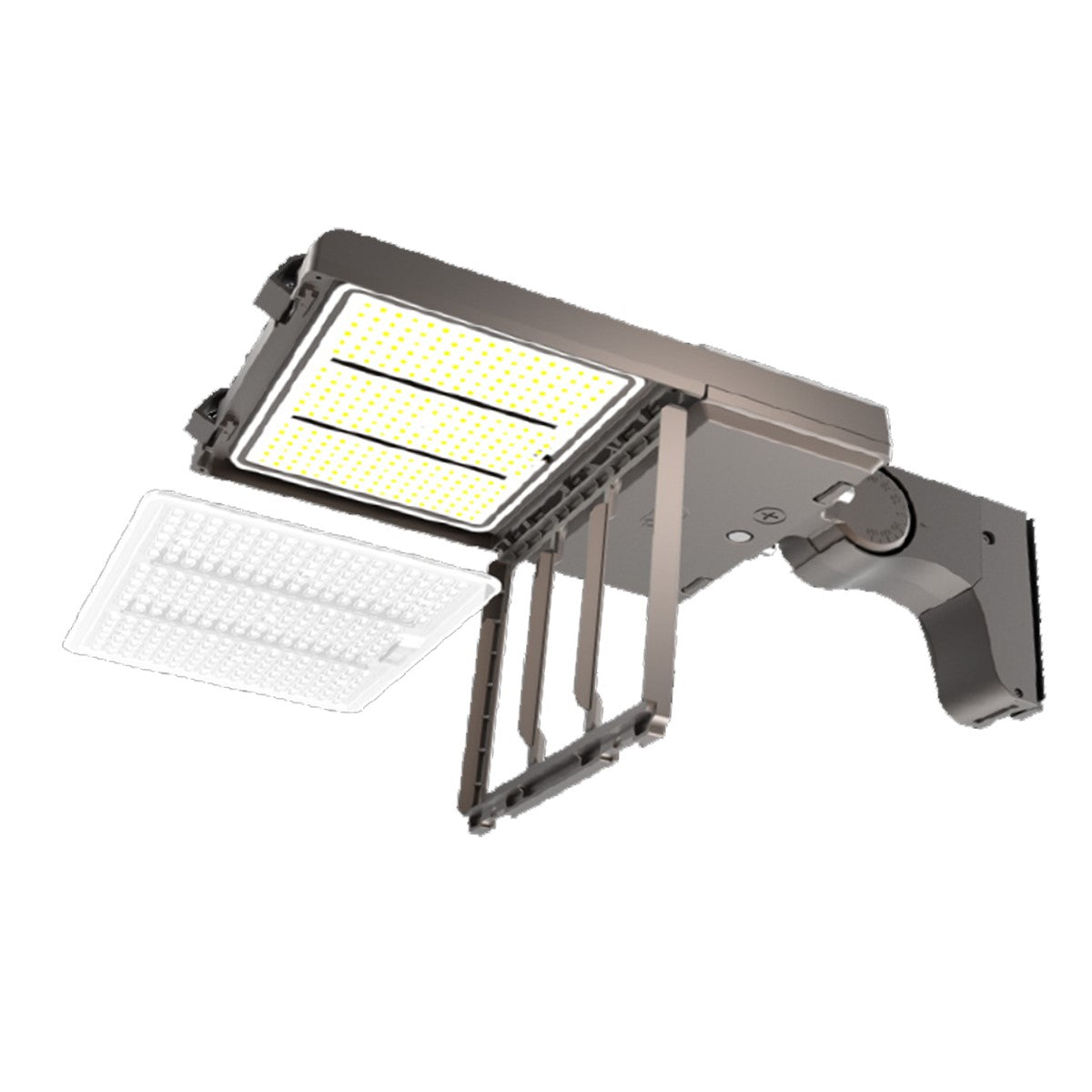 LED Pole Light, 21000 Lm, 30K|40K|50K, Optics Swap, Pole Mount, Bronze Finish, 120-277V - Bees Lighting
