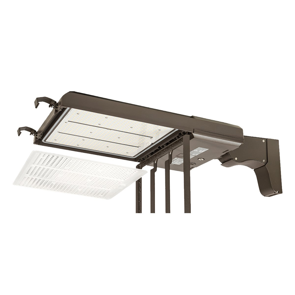 LED Pole Light, 21000 Lm, 30K|40K|50K, Optics Swap, Slipfitter Mount, Bronze Finish, 120-277V - Bees Lighting