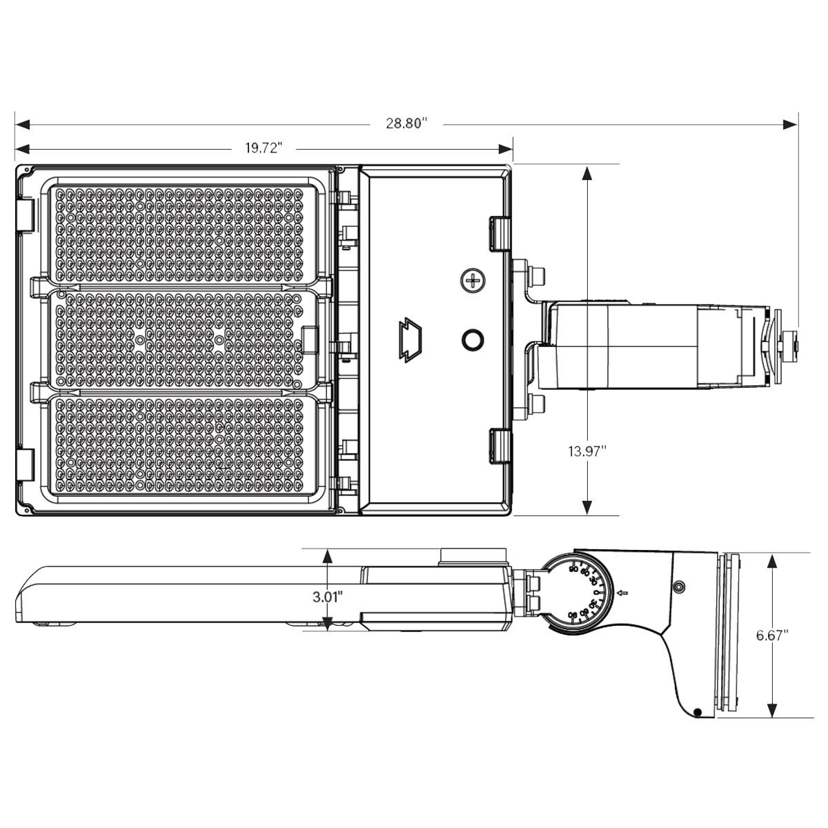 LED Pole Light, 290W, 42000 Lm, 30K|40K|50K, Optics Swap, 120-277V ,White - Bees Lighting