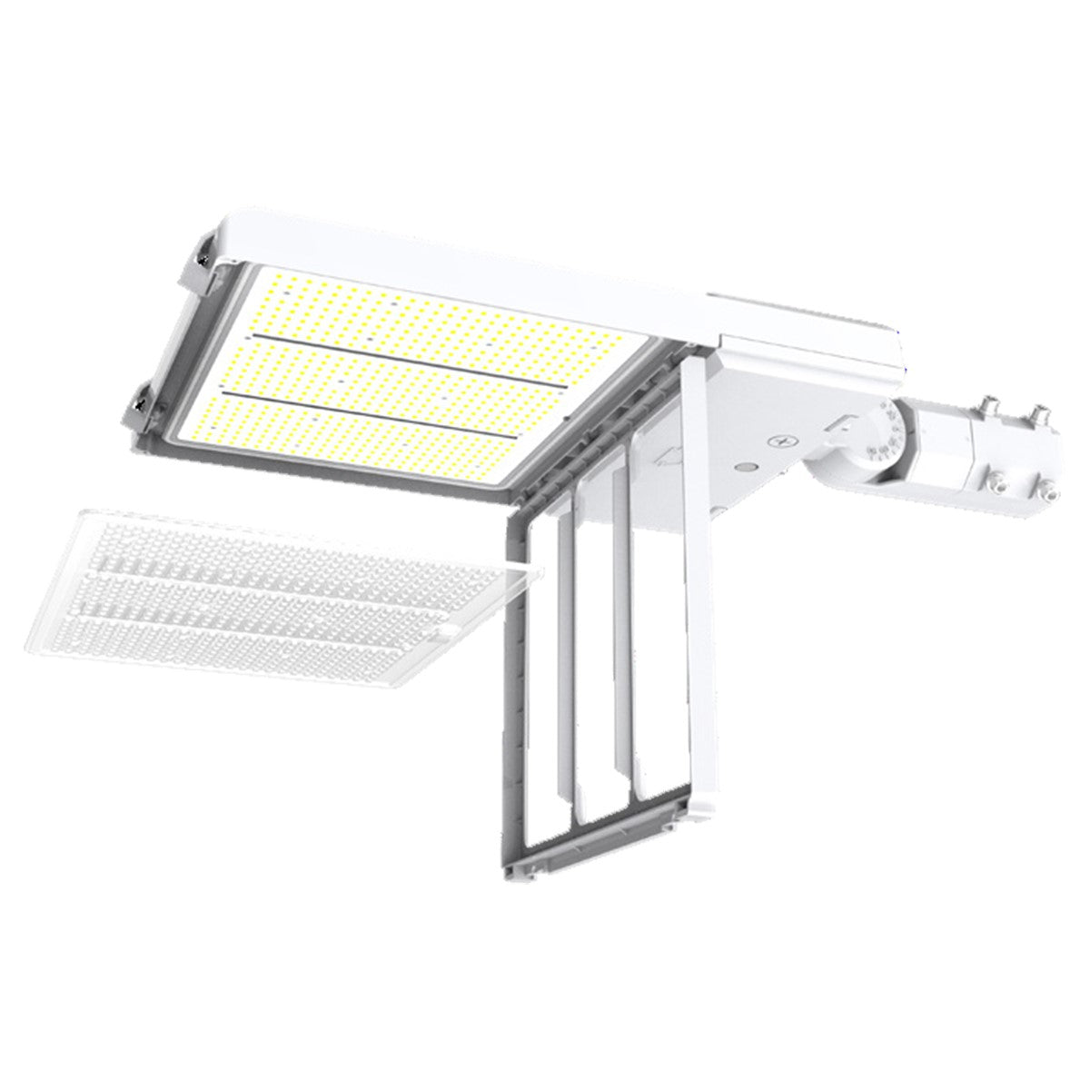 LED Pole Light, 290W, 42000 Lm, 30K|40K|50K, Optics Swap, 120-277V ,White - Bees Lighting