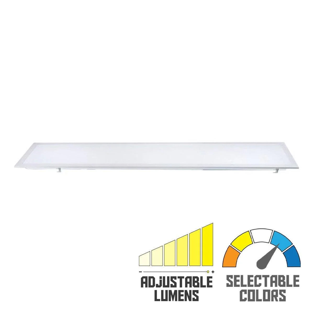 1x4 LED Flat Panel Light, 40 Watts Adjustable, 35K/40K/50K Selectable CCT, 120/277V - Bees Lighting