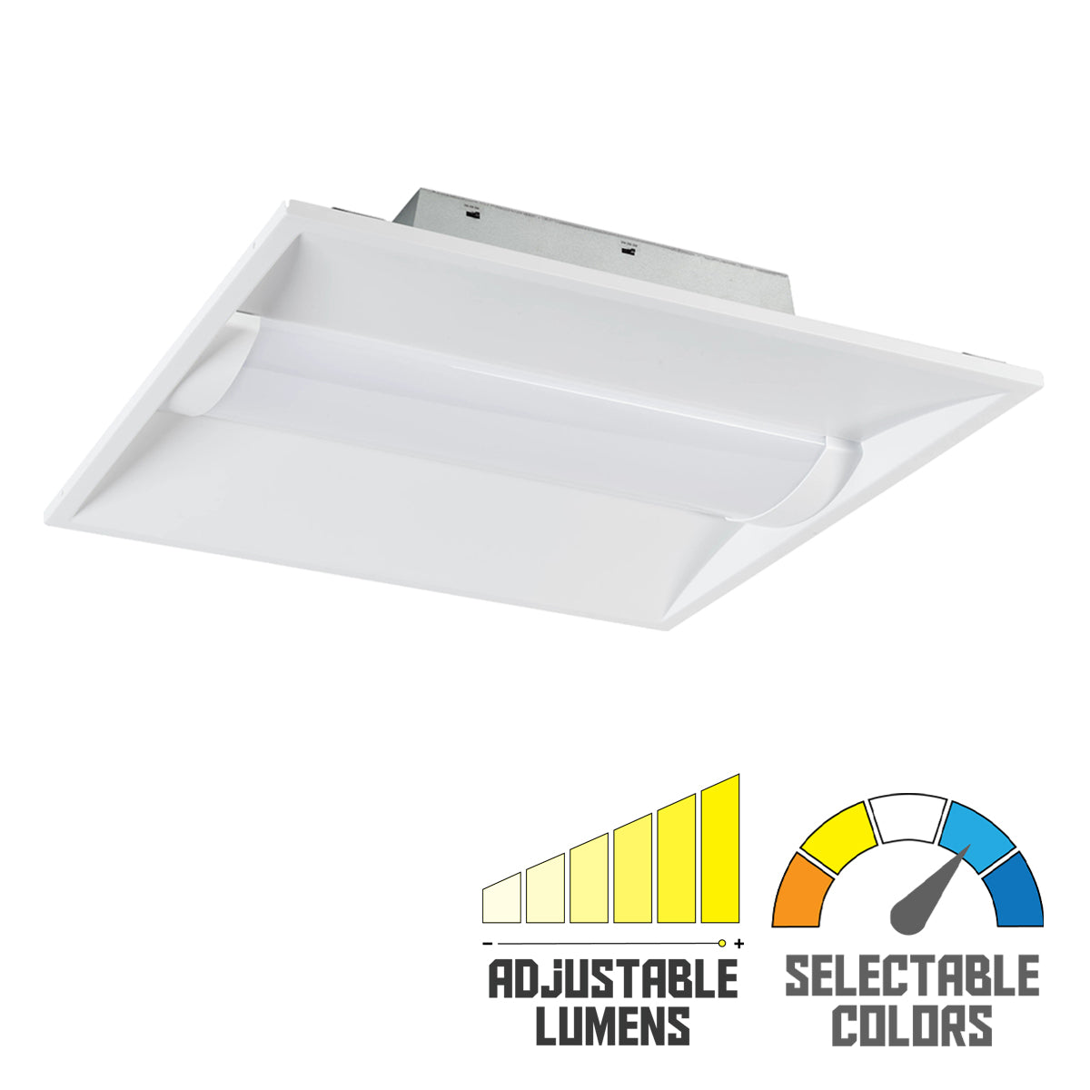 2x2 Center Basket LED Troffer Light, 4550 Lumens, 35W, 35K/40K/50K, 120/277V