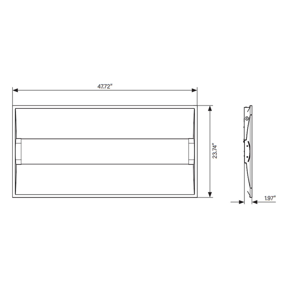 2x4 Center Basket LED Troffer Light, 5850 Lumens, 45W, 35K/40K/50K, 120/277V - Bees Lighting
