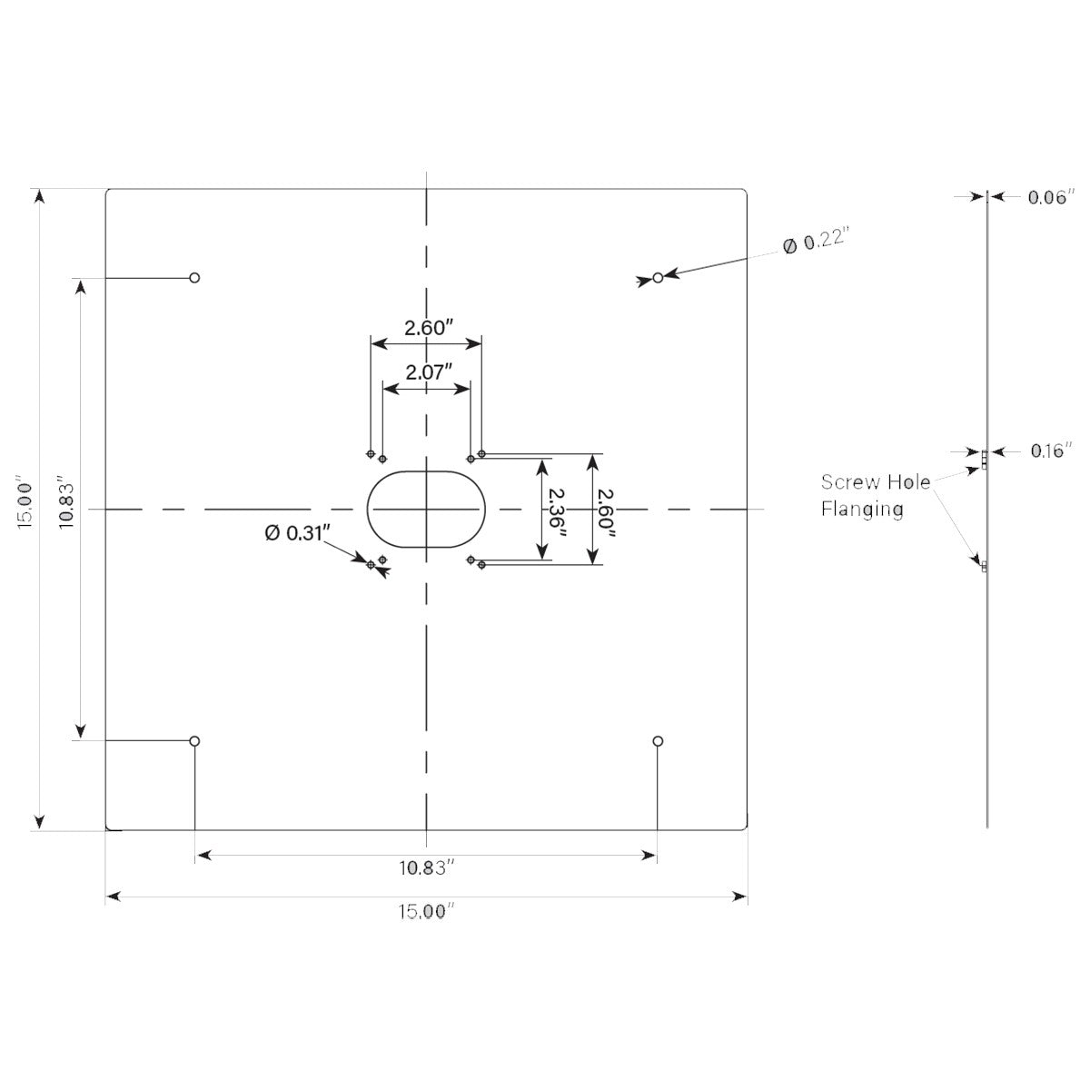 Keystone 15 in. Mounting Back Plate For Canopy Lights White - Bees Lighting