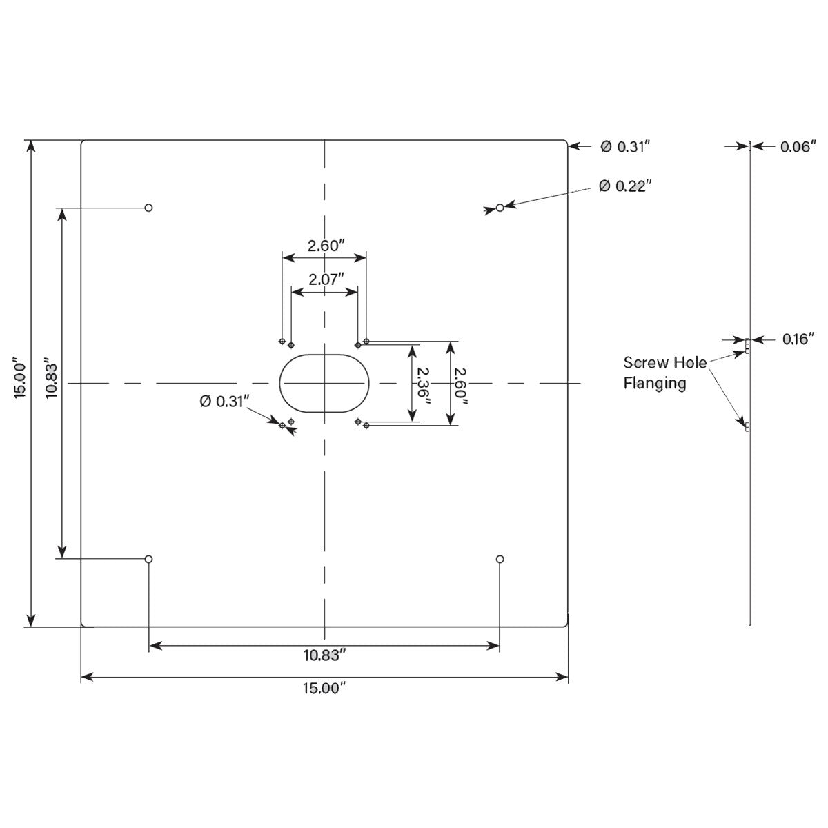 Keystone 15 in. Mounting Back Plate For Canopy Lights Bronze - Bees Lighting