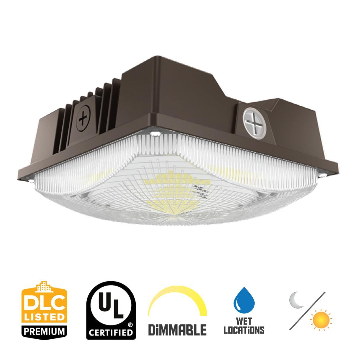 2,000-3,500 Lumens LED Standard Canopy Light With Photocell 15-25 Watts 30K/40K/50K 120-277V - Bees Lighting