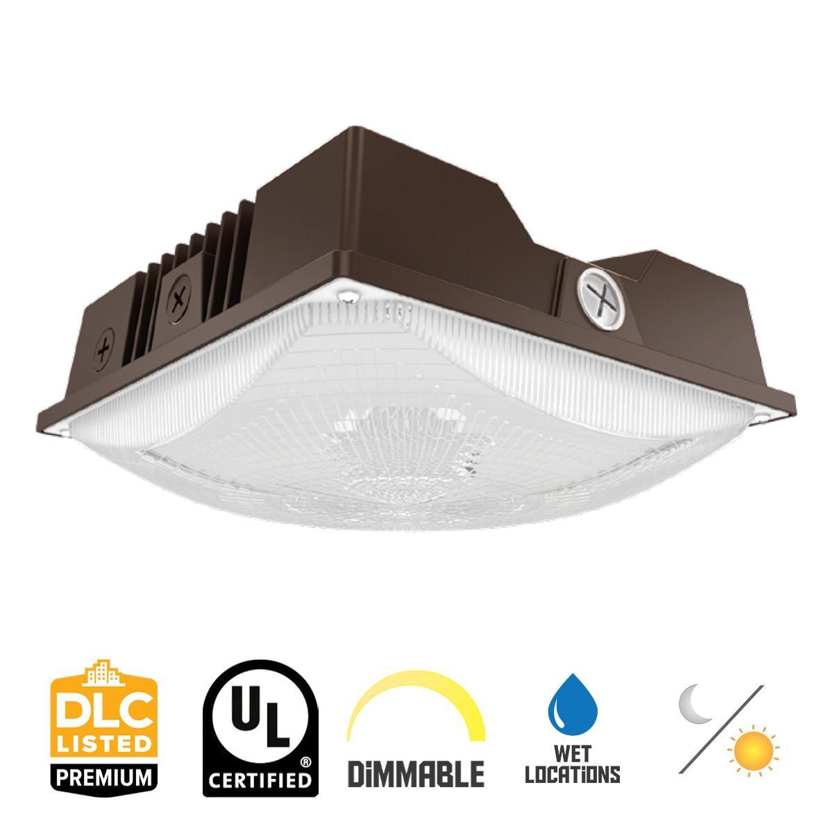 5,000-8,400 Lumens LED Standard Canopy Light With Photocell 40-60 Watts 30K/40K/50K 120-277V