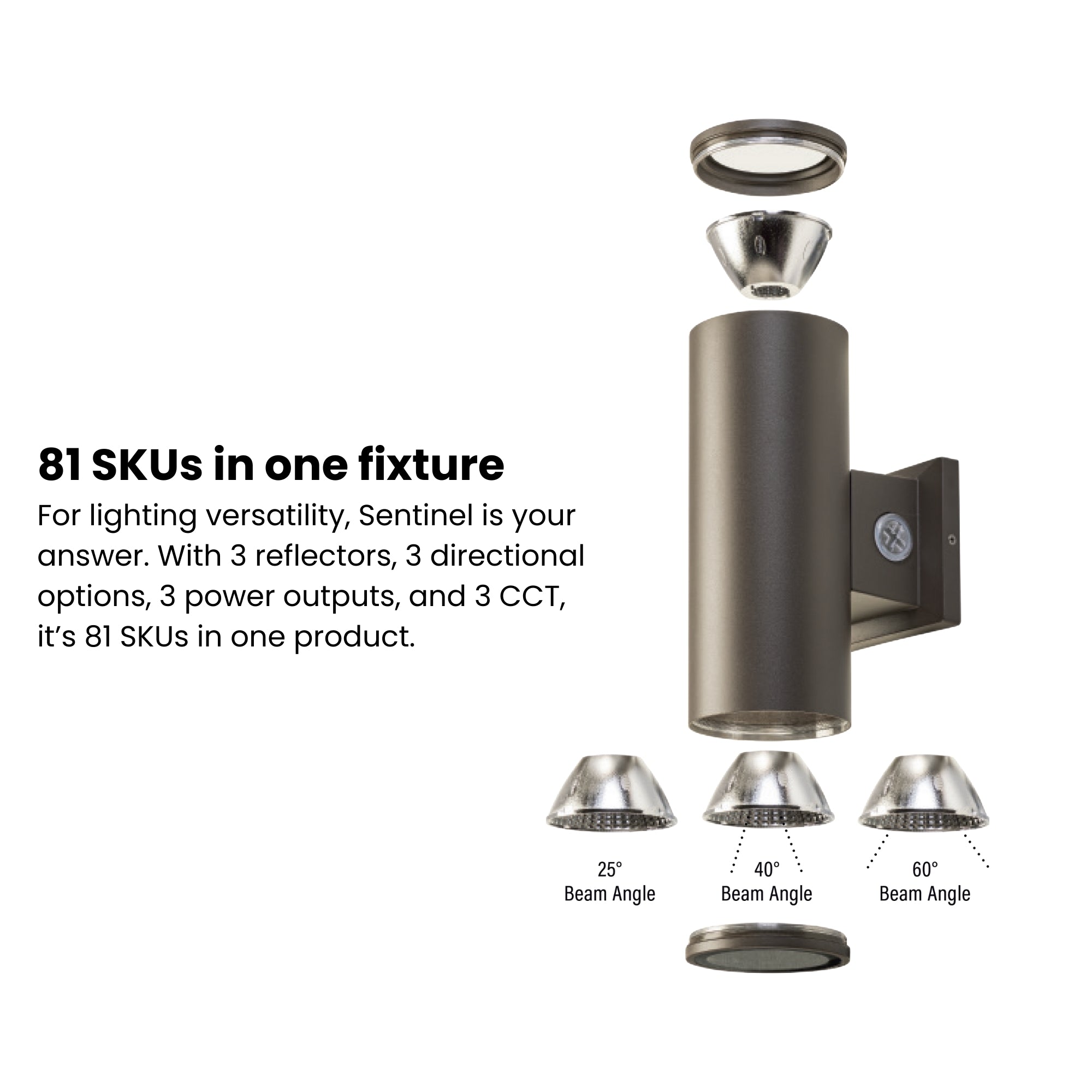 6" LED Cylinder Wall Light, 36W, 3200 Lumens, 30K/40K/50K, 120-277V, Bronze