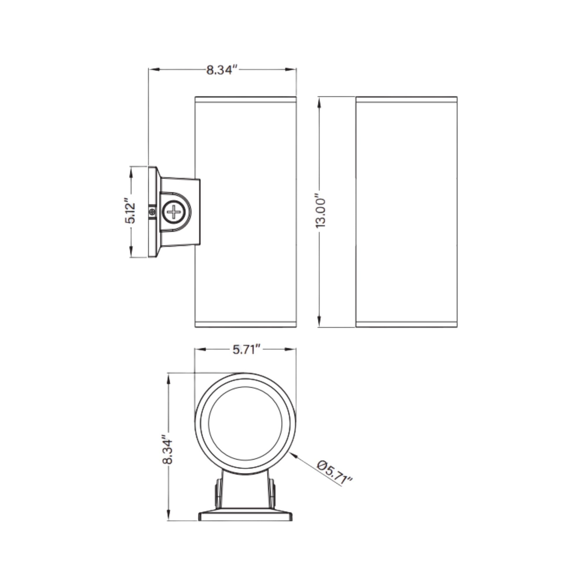6" LED Cylinder Wall Light, 36W, 3200 Lumens, 30K/40K/50K, 120-277V, Bronze