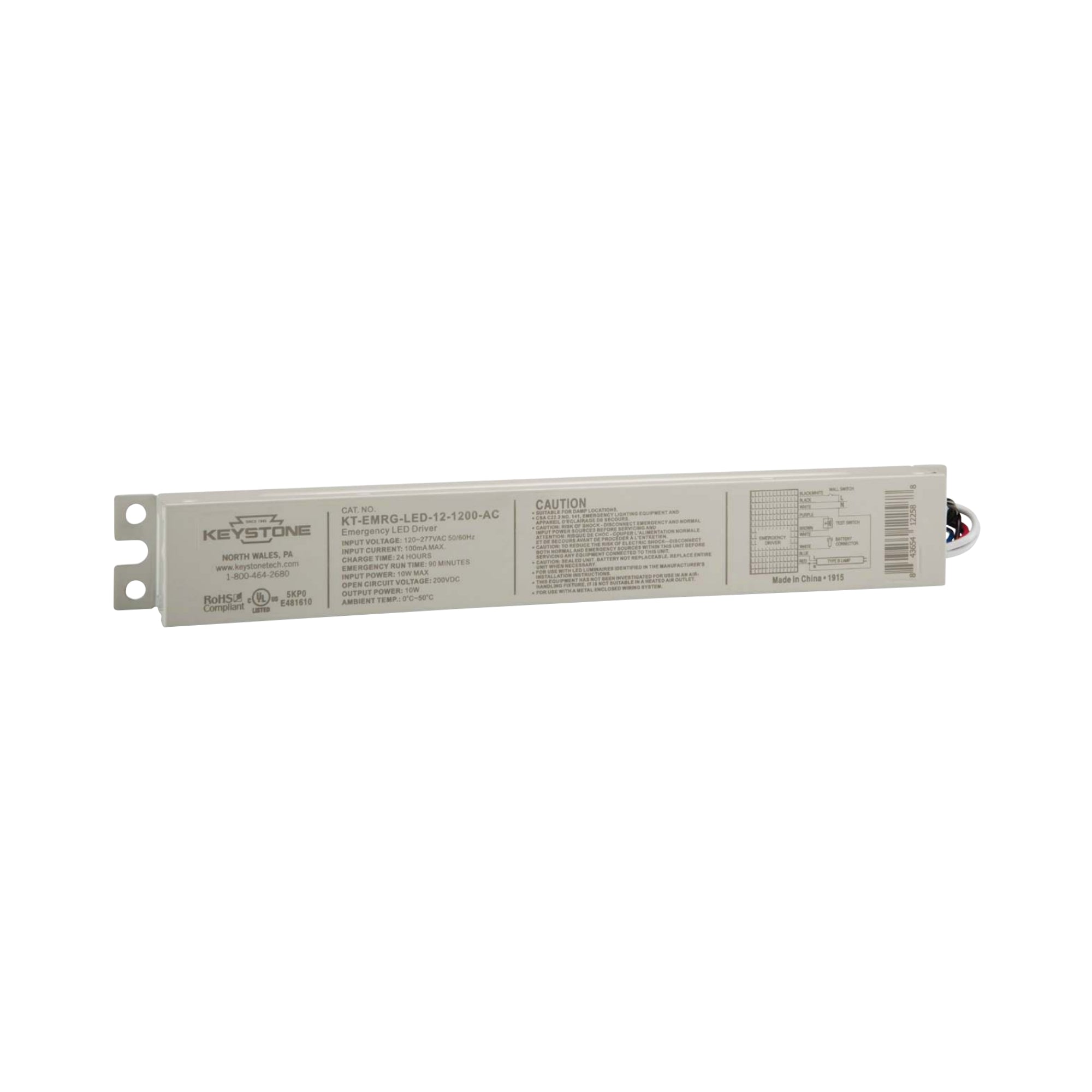 12W LED Emergency Driver, 40-100V DC Output