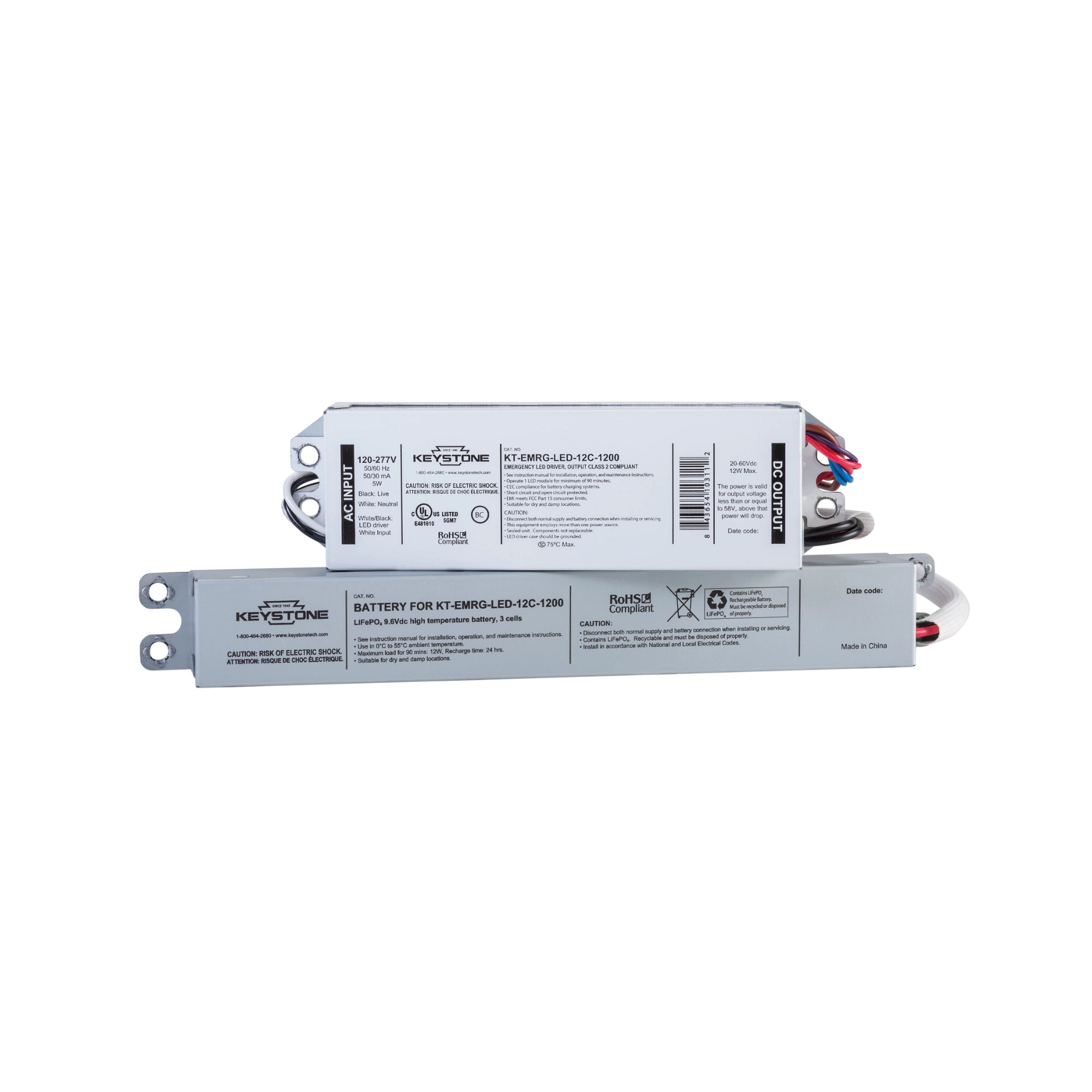 12W LED Emergency Driver, 20-60V DC Output, 2 Pieces