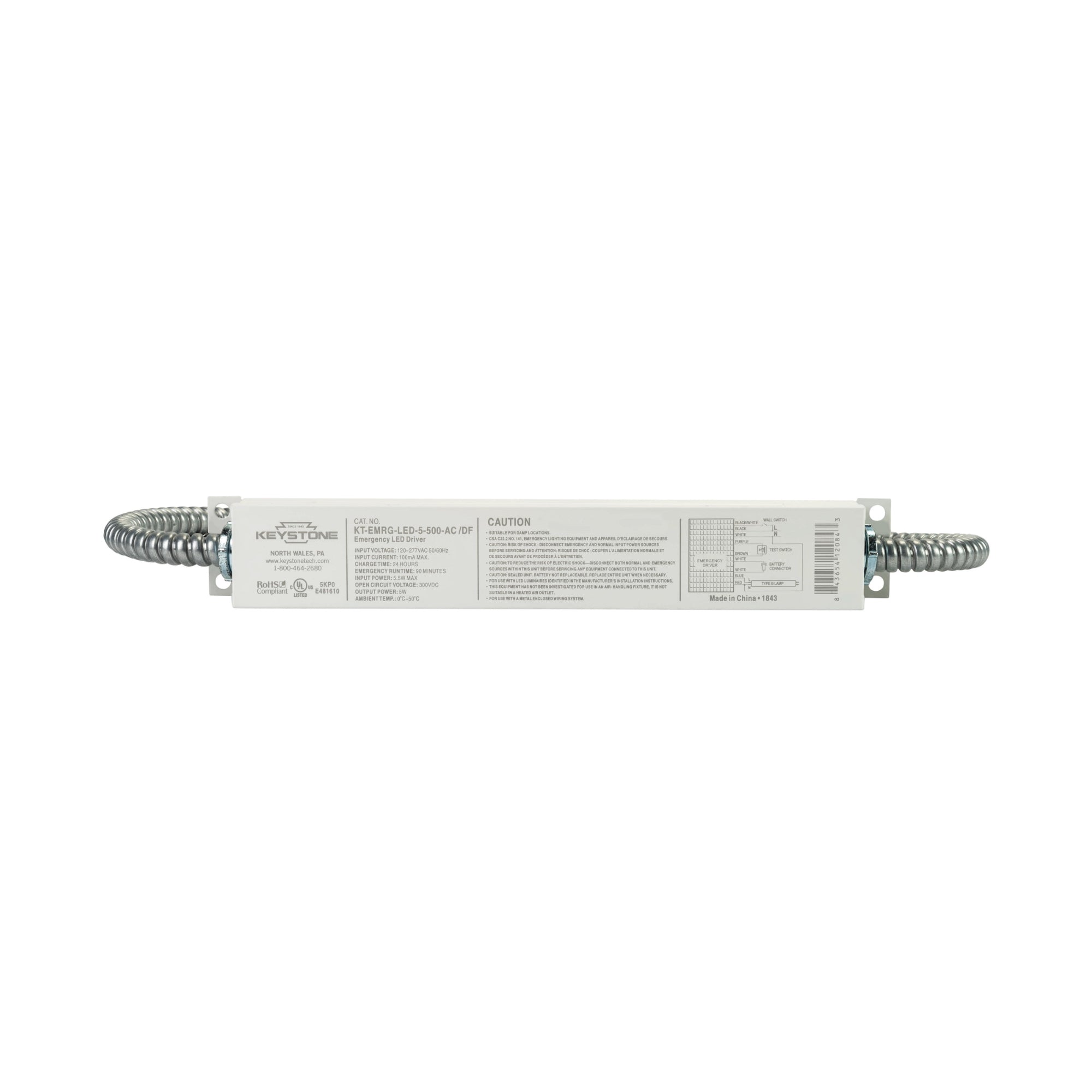 5W LED Emergency Driver, 40-100V DC Output, Dual Flex