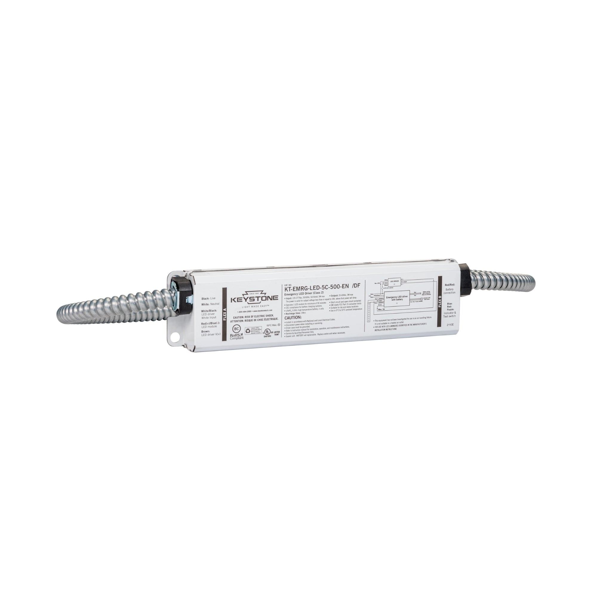 5W LED Emergency Driver, 20-60V DC Output, Dual Flex