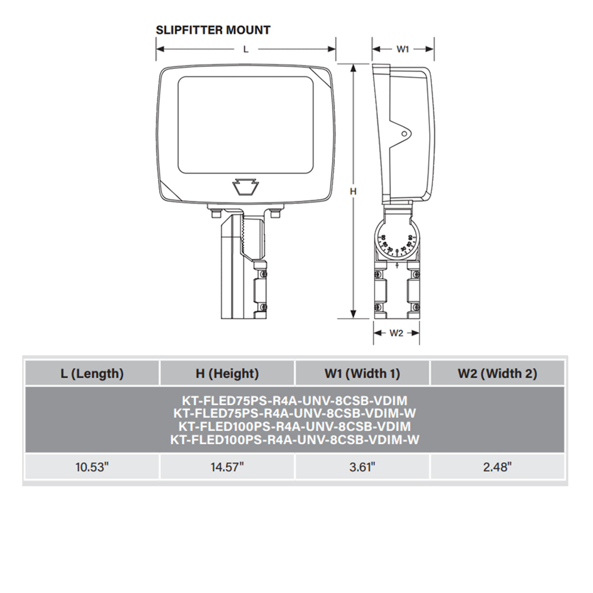 LED Flood Light, 15000 Lm, 100W, 30K|40K|50K, Slipfitter|Trunnion, 120-277V, Bronze - Bees Lighting