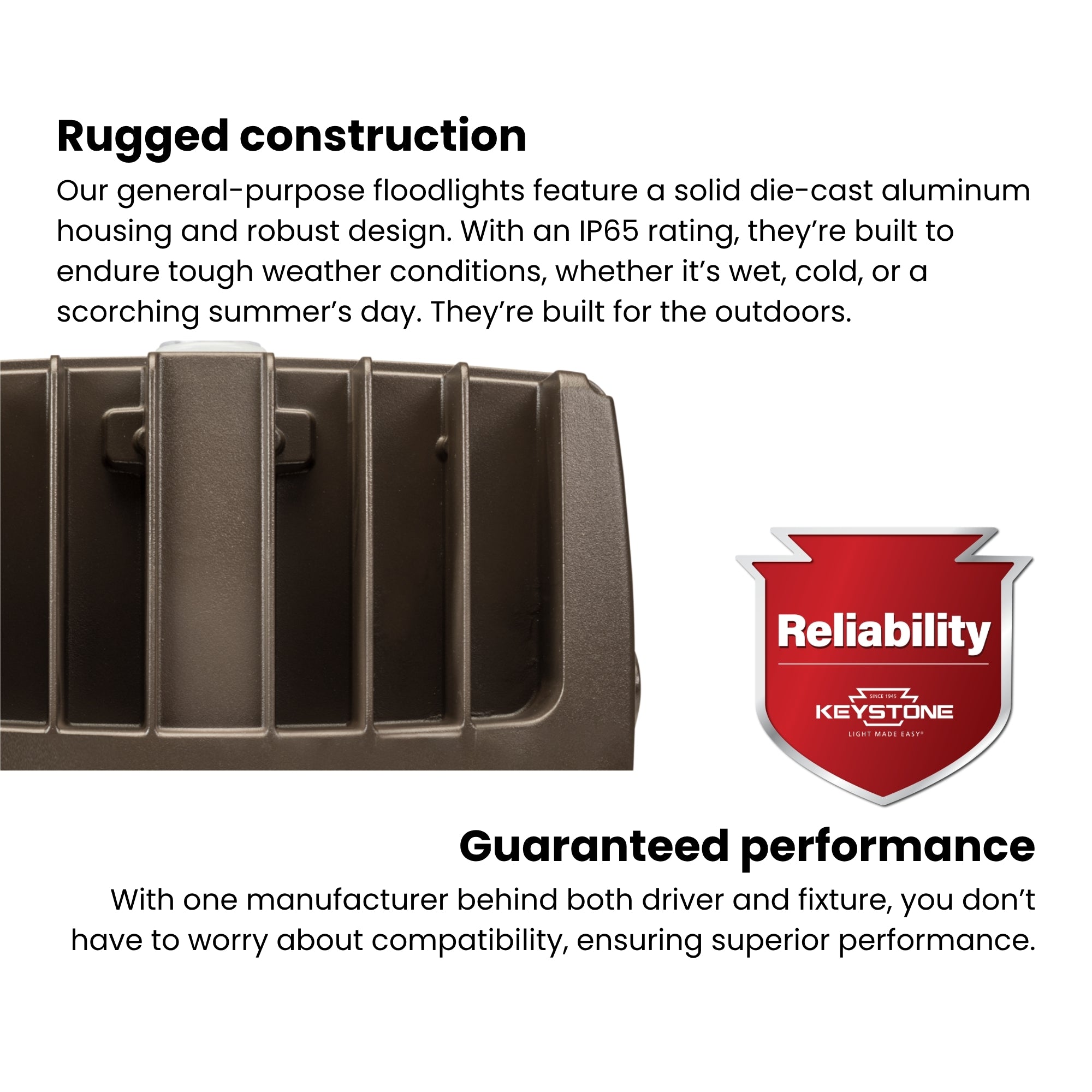 Keystone BAU-35 15W Selectable LED Flood Light 2,250 Lumens 9-15W Selectable 30K/40K/50K Knuckle & Yoke Mount Photocell 120-277V White