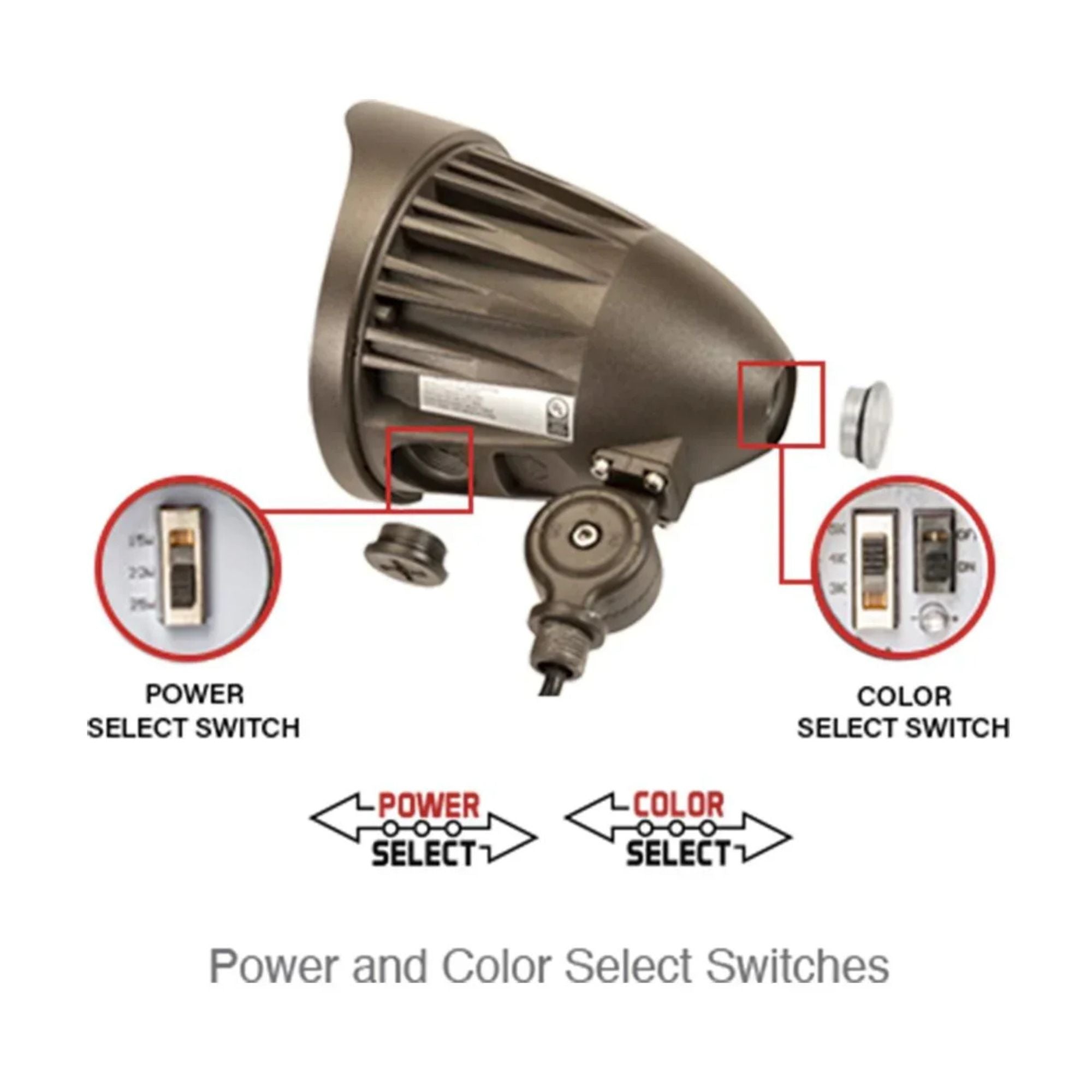 XFIT LED Bullet Spot Light, 2500 Lumens, 25 Watts, 30K/40K/50K, 120-277V, Bronze