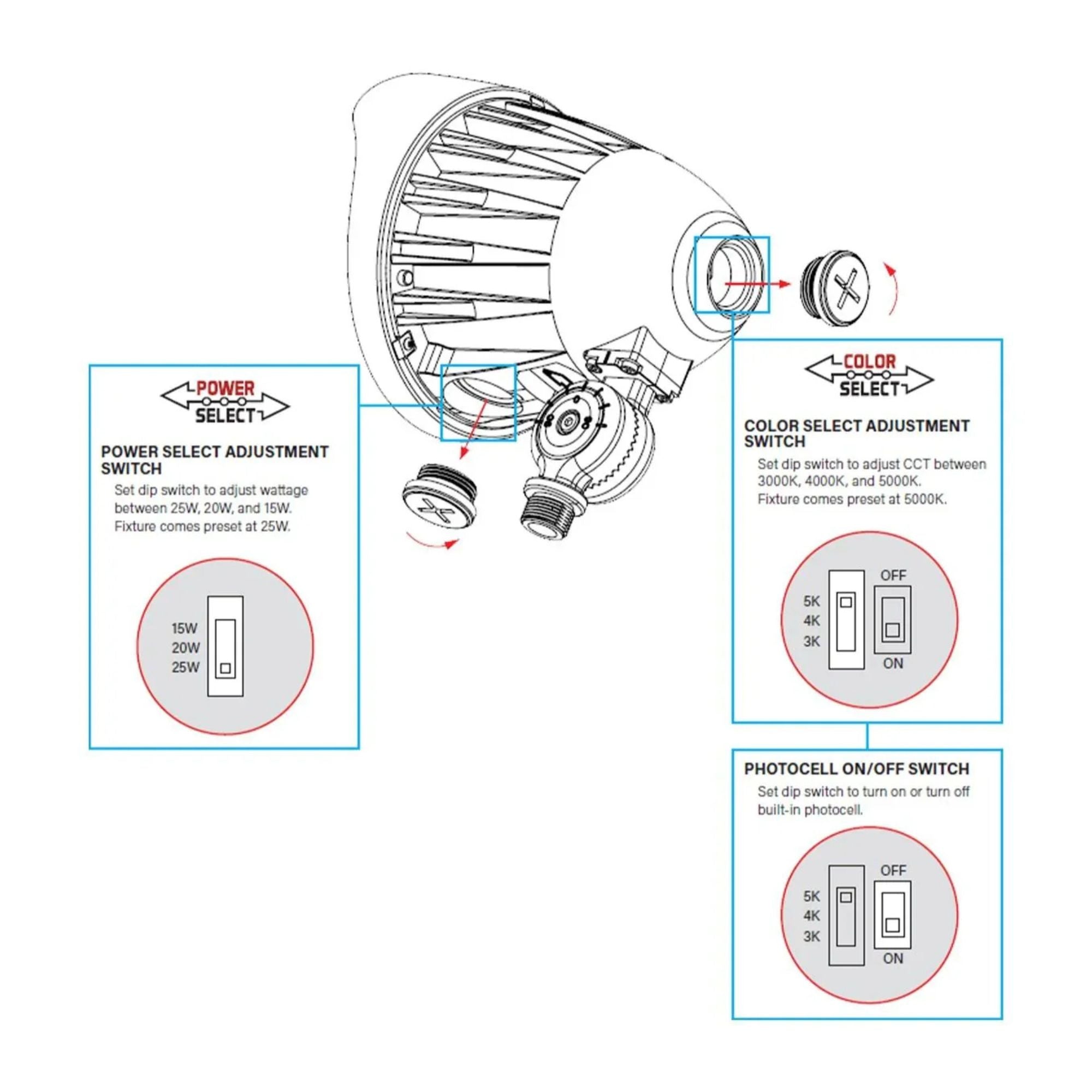 XFIT LED Bullet Spot Light, 2500 Lumens, 25 Watts, 30K/40K/50K, 120-277V, Bronze