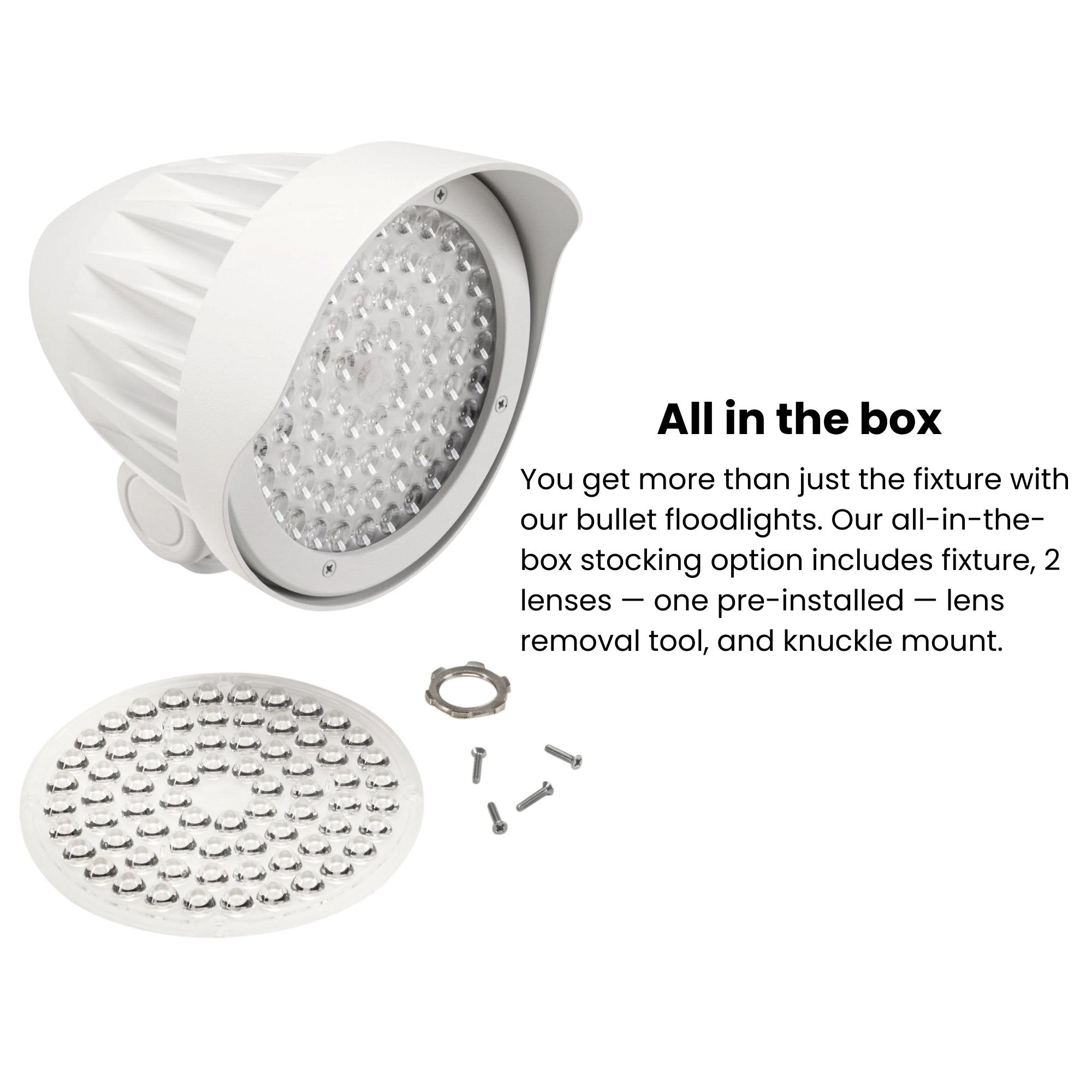 Keystone KT-FLED25 Selectable LED Bullet Flood Light 3,290 Lumens 15-25W Selectable 30K/40K/50K Knuckle Mount Photocell 120-277V White