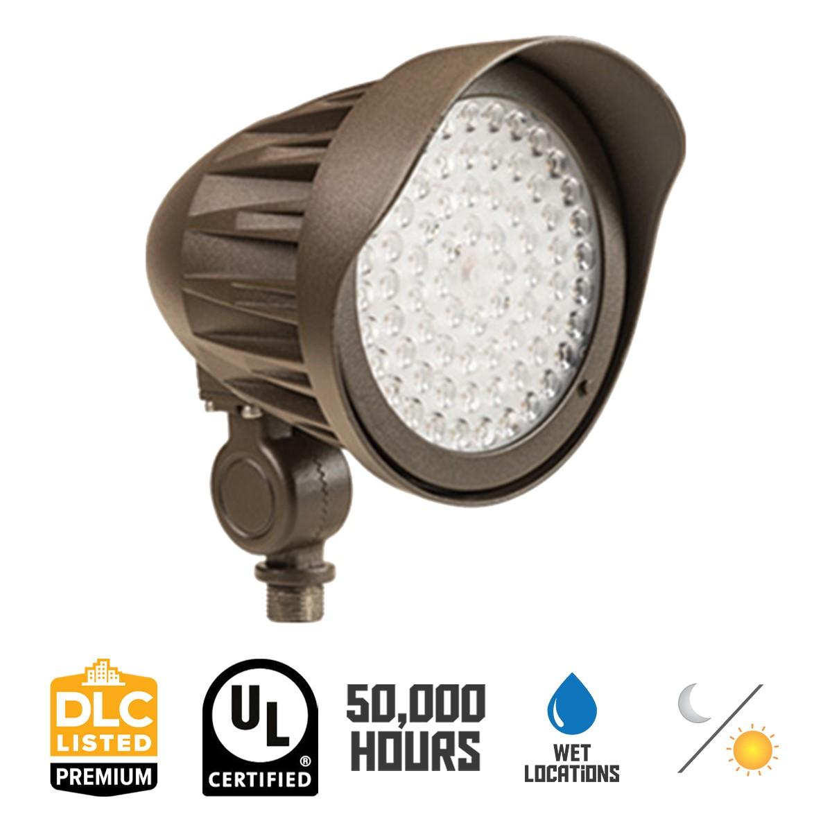 1,860-3,300 Lumens LED Bullet Flood Lights With Photocell 15-25 Watts 30K/40K/50K 120-277V - Bees Lighting