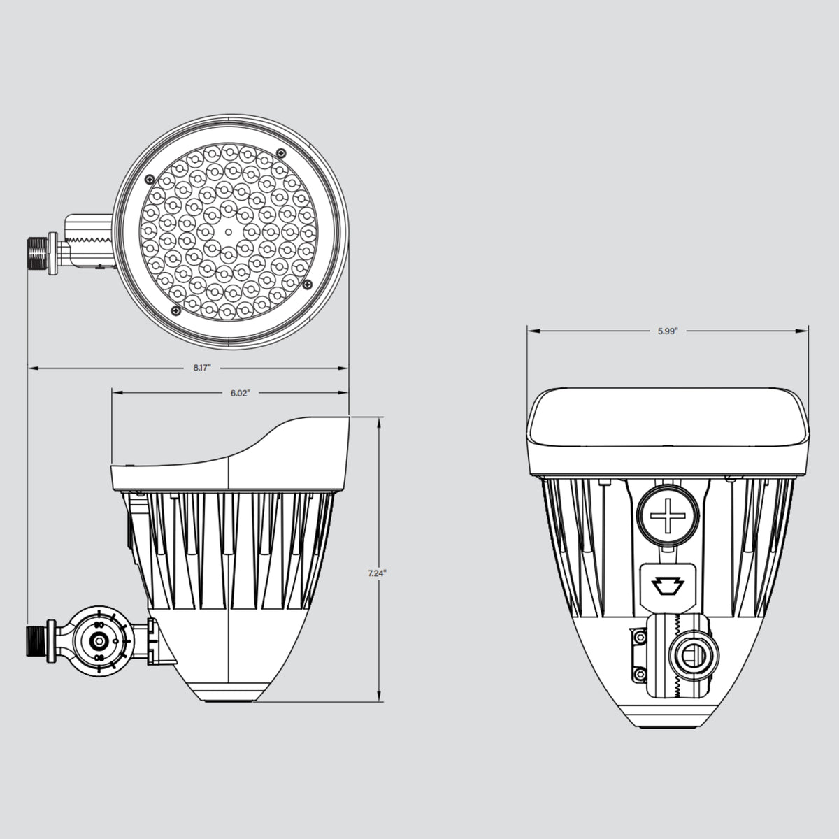 Keystone KT-FLED25 Selectable LED Bullet Flood Light 3,290 Lumens 15-25W Selectable 30K/40K/50K Knuckle Mount Photocell 120-277V Bronze
