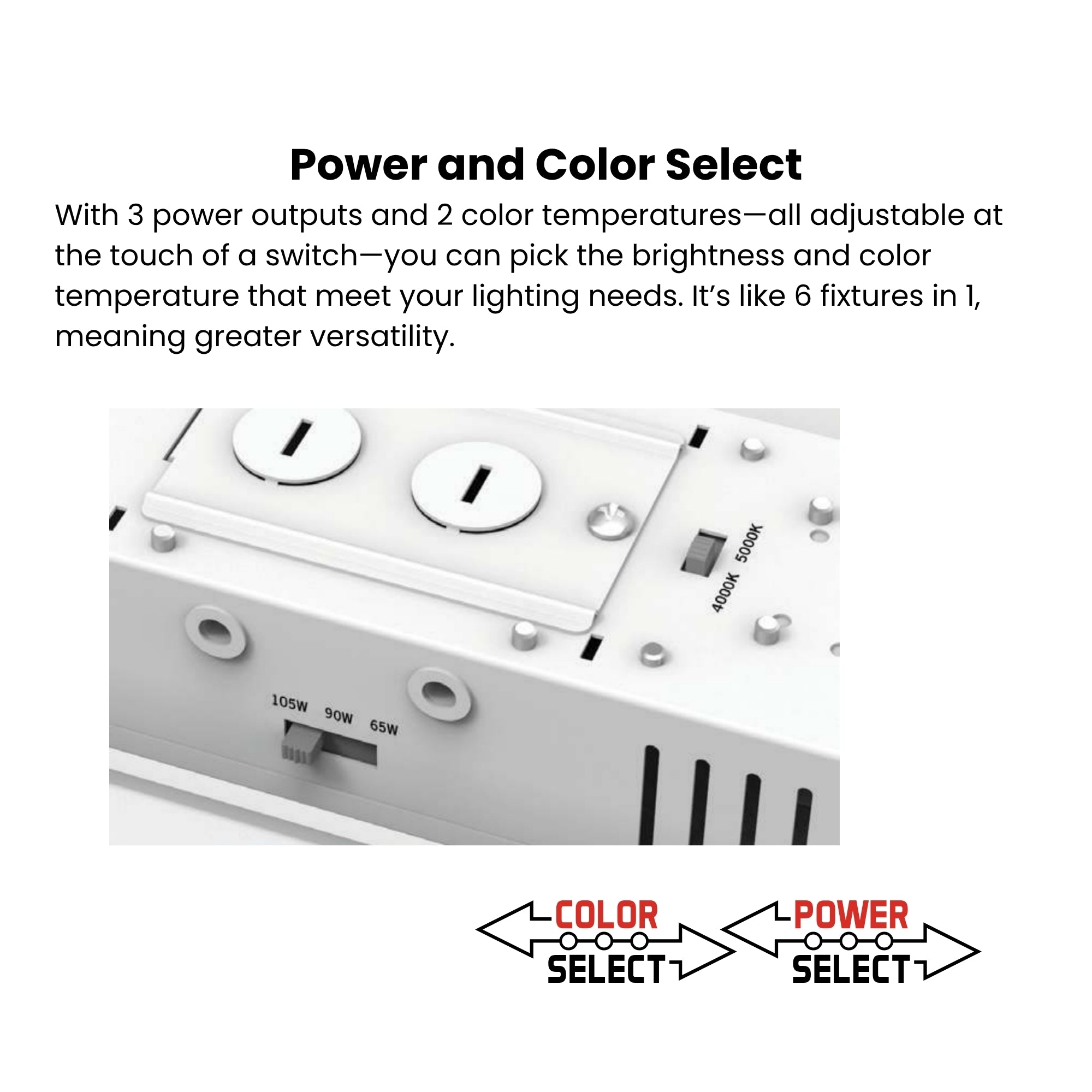 2ft LED High Bay Light, 105W, 15300 Lumens, 4000K/5000K, 120/277V