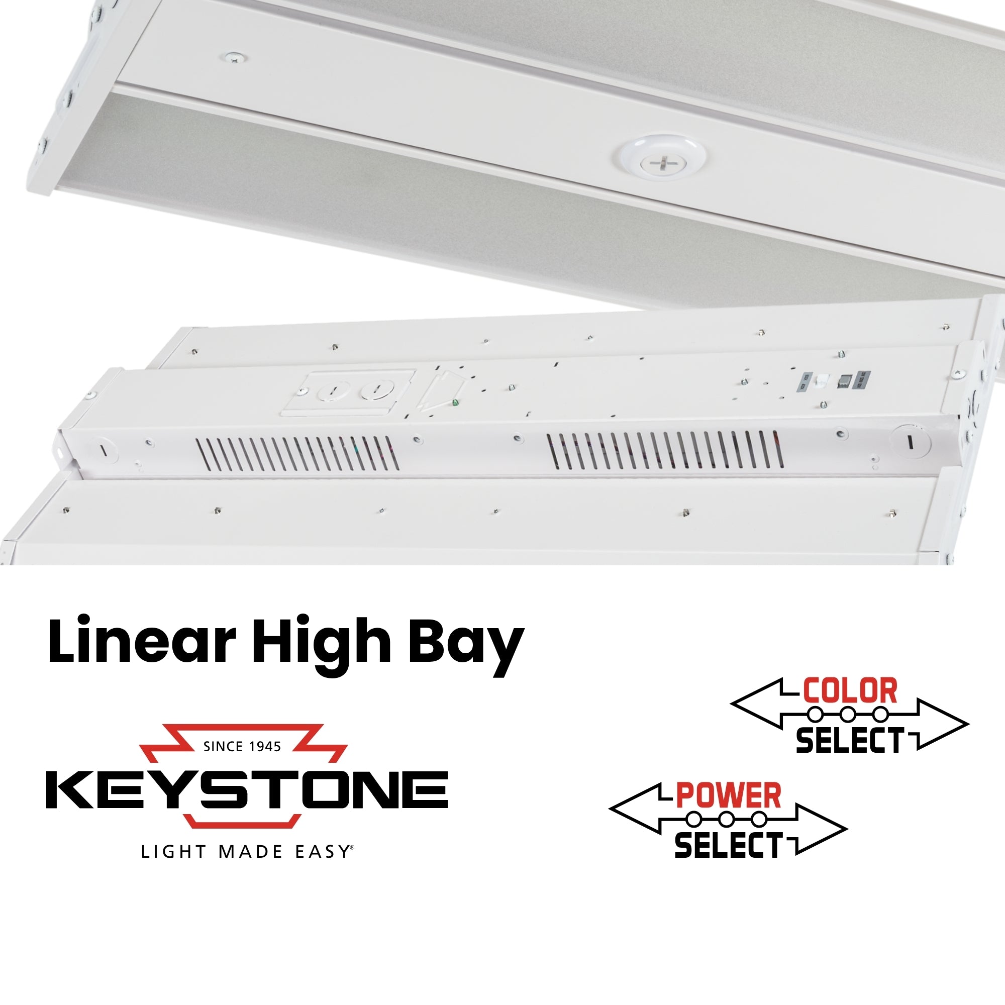 Keystone KT-HBLED150PS-2G LED Linear High Bay 25,350 Lumens 90/120/150W Selectable 4000/5000K 120-277V White